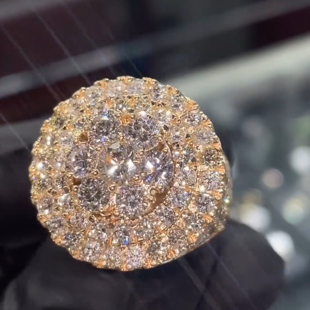 7ct Gemstone With Fully Surrounded Gemstone Inlaid Luxury Handmade Plated Gold Sterling Silver Men's Ring TRV043