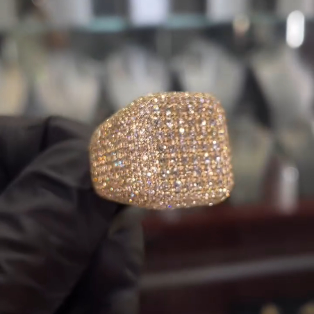 Fully Enclosed Gemstone Set Luxury Handmade Plated Gold Sterling Silver Men's Ring TRV042