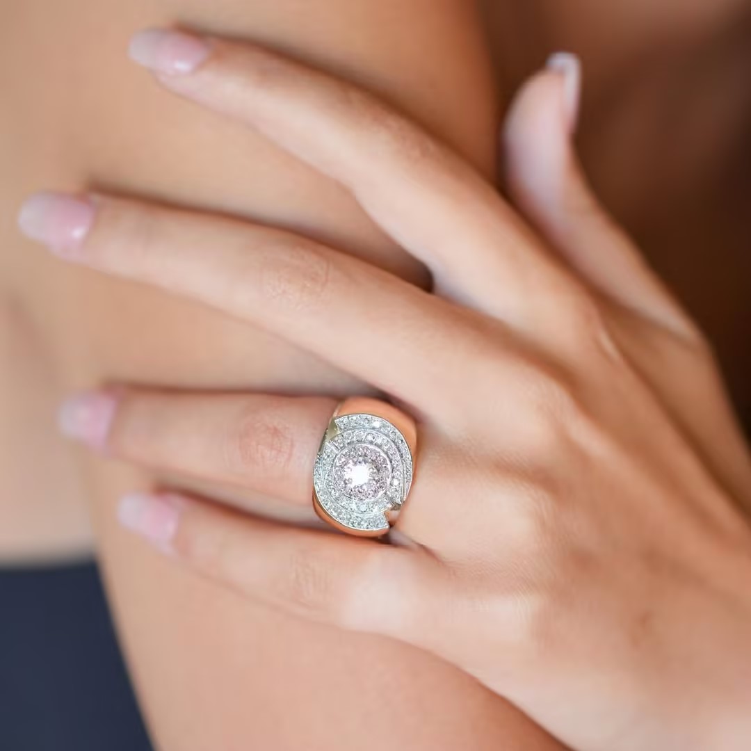 3.23ctw Round Cut Pave Setting White Stone Ring