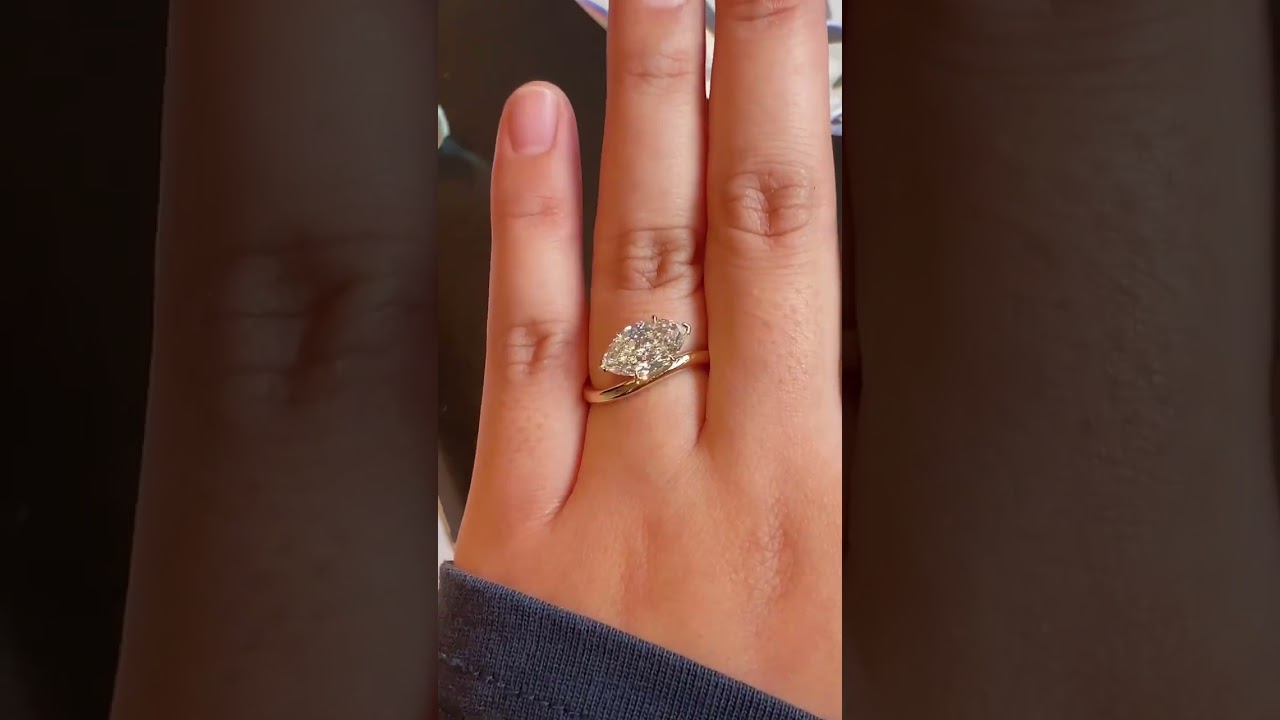 3.0CT Yellow Gold Marquise Cut Solitaire Ring