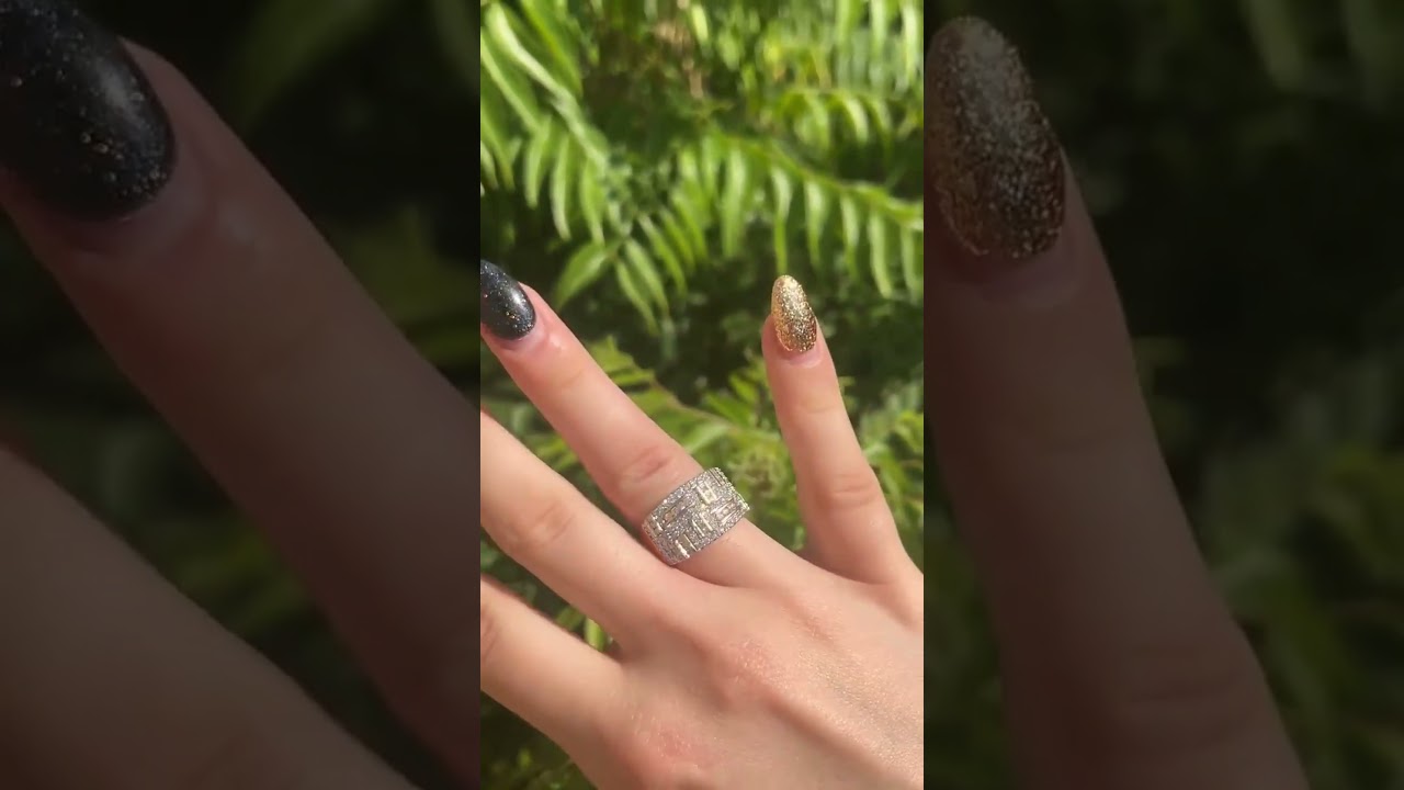 7.95ctw Round Cut Wide Band Sterling Silver Ring