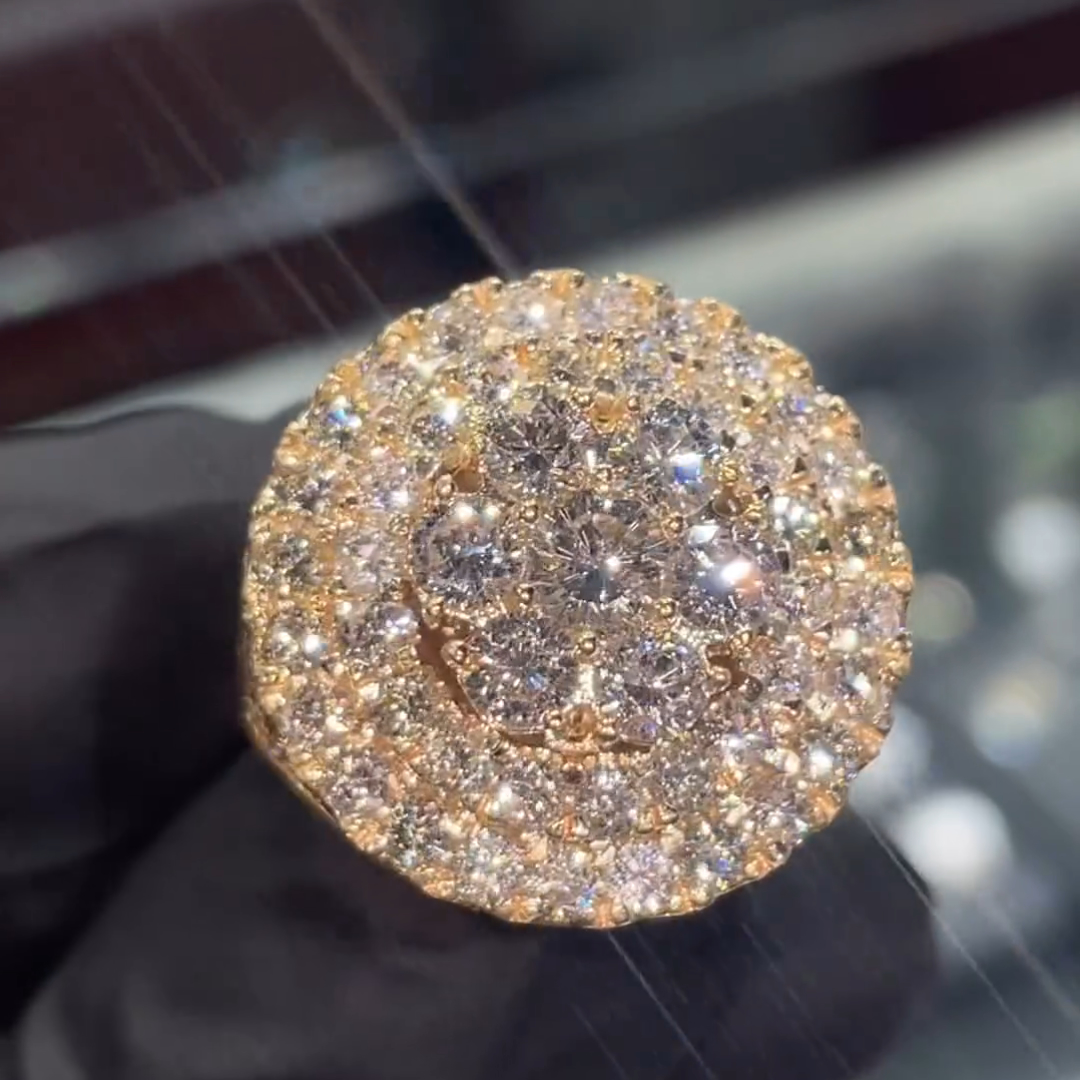 7ct Gemstone With Fully Surrounded Gemstone Inlaid Luxury Handmade Plated Gold Sterling Silver Men's Ring TRV043