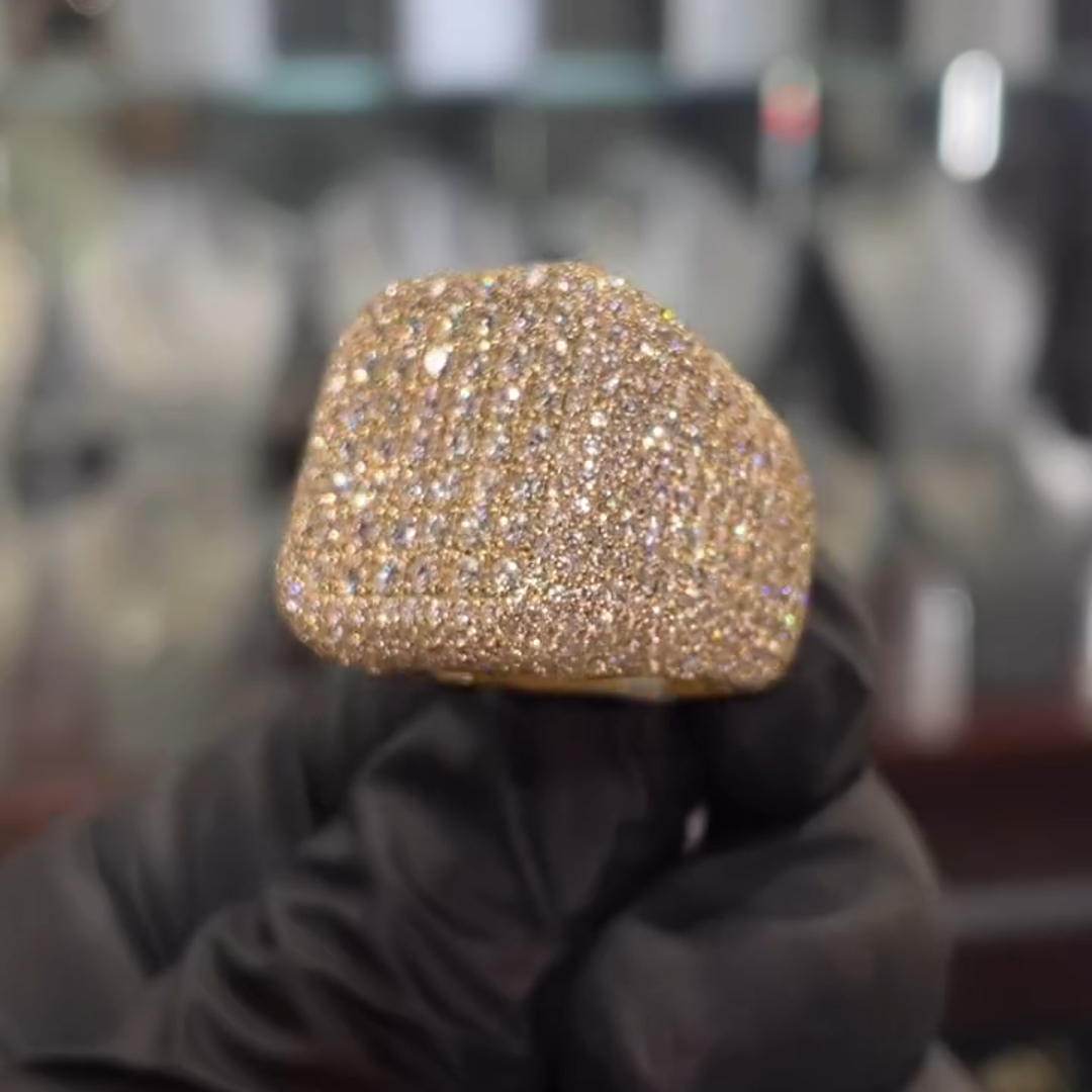 Fully Enclosed Gemstone Set Luxury Handmade Plated Gold Sterling Silver Men's Ring TRV042