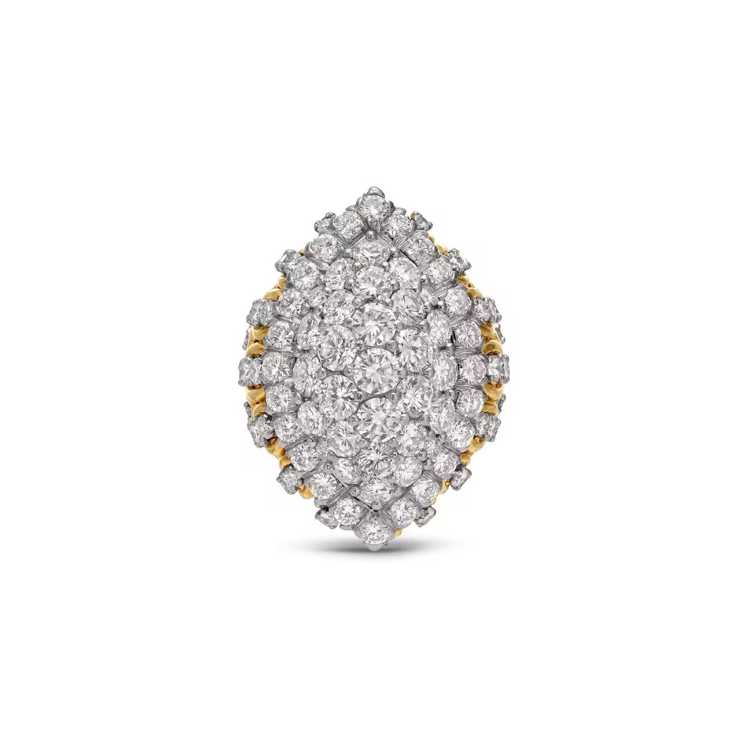 11.5ctw Marquise Shape Pave Setting White Stone Ring