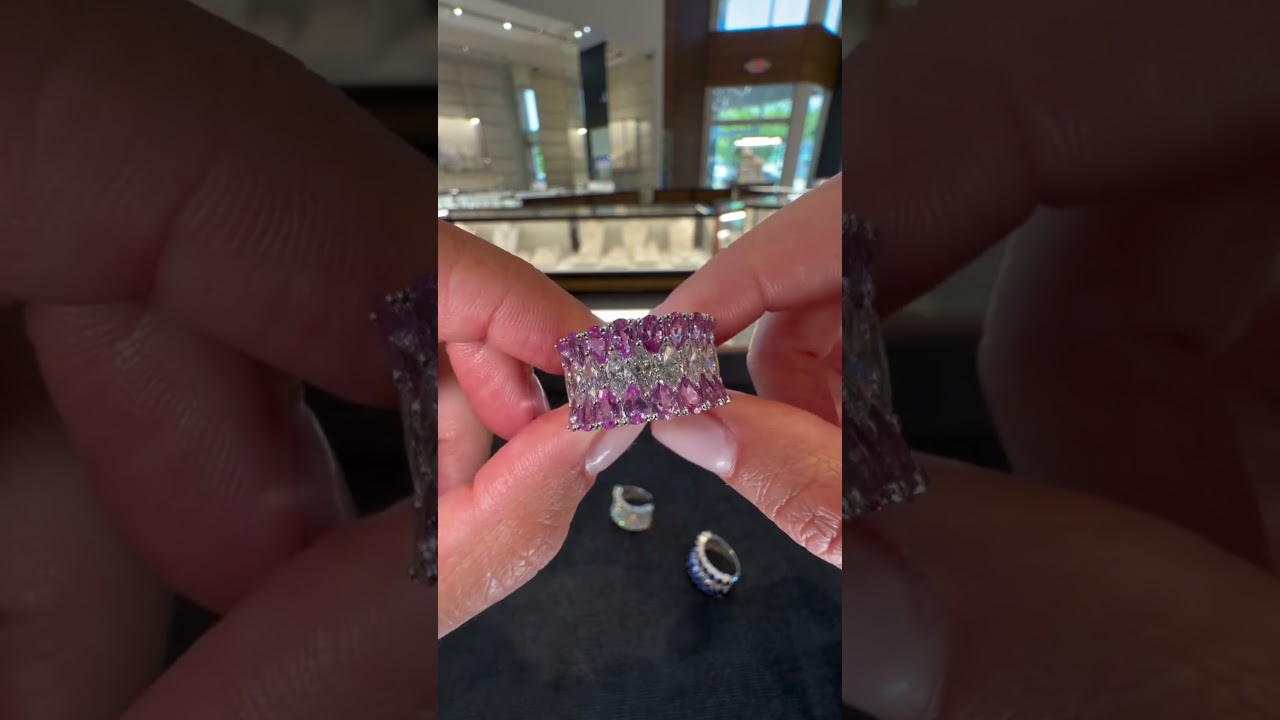 6.79ctw Three-row Design Pear& Marquise Cut Half Eternity Ring