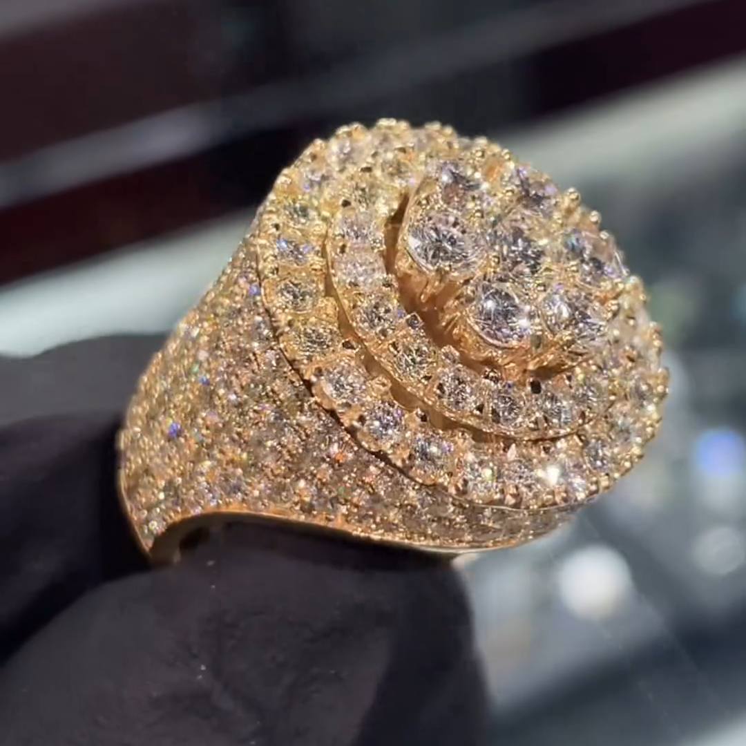 7ct Gemstone With Fully Surrounded Gemstone Inlaid Luxury Handmade Plated Gold Sterling Silver Men's Ring TRV043