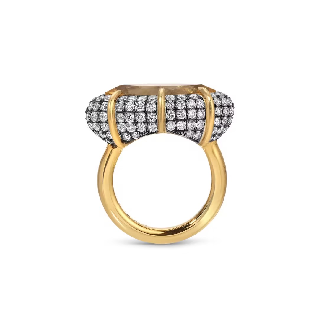 6ct Two-tone Design Citrine Ring in Sterling Silver