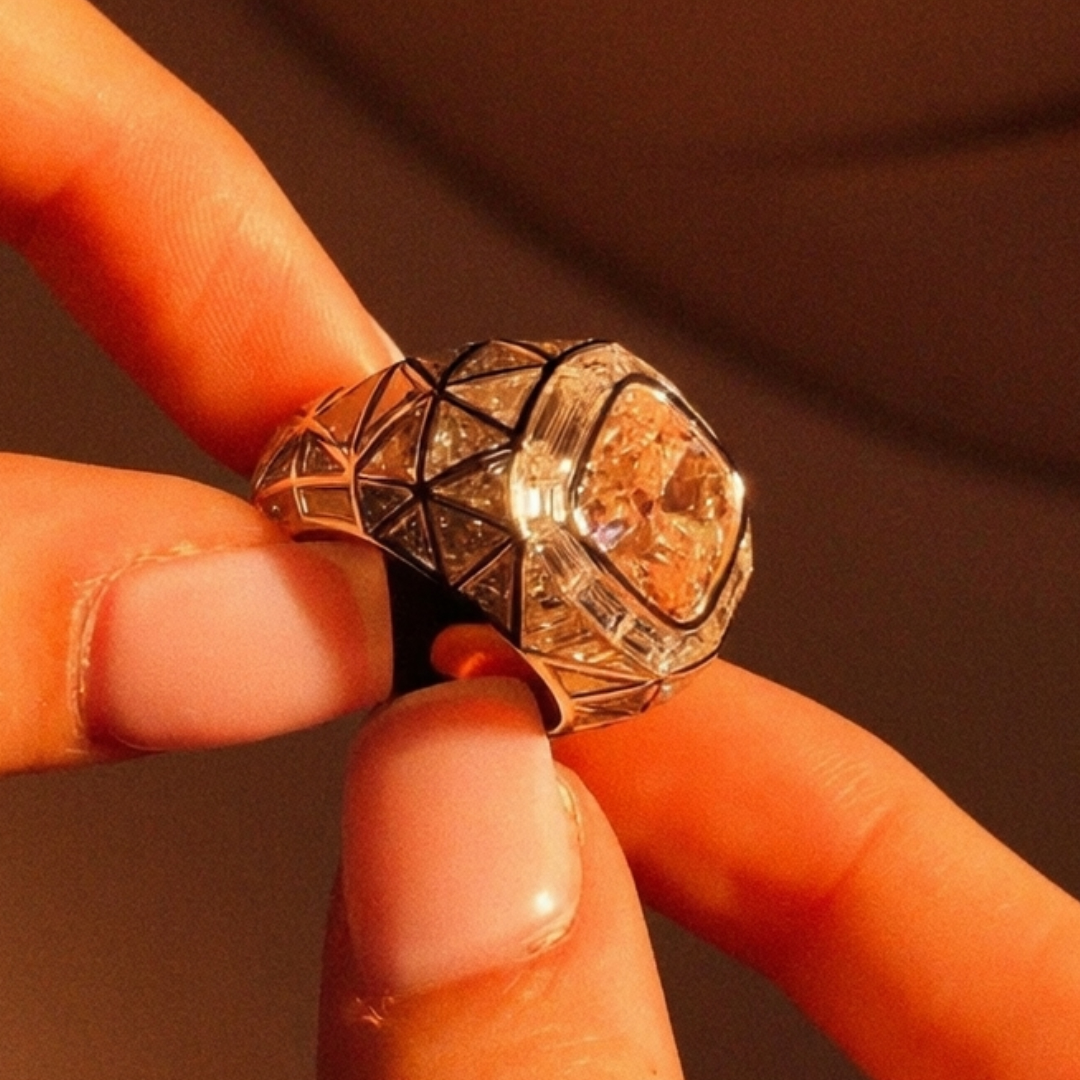 5ct Pink Stone Ring in Hip Hop Style