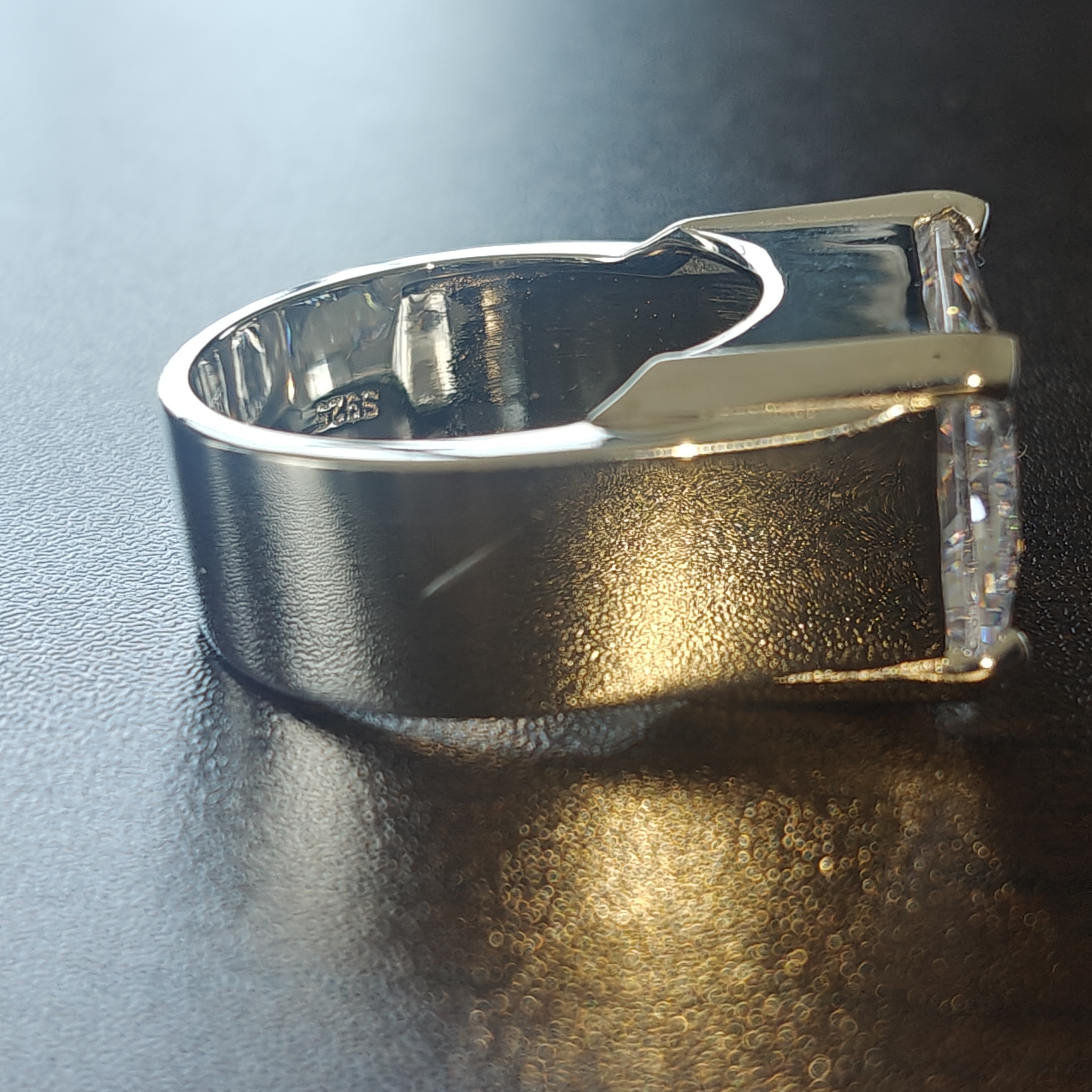 12ct Radiant Cut White Sapphire Handmade Sterling Silver Men's Ring