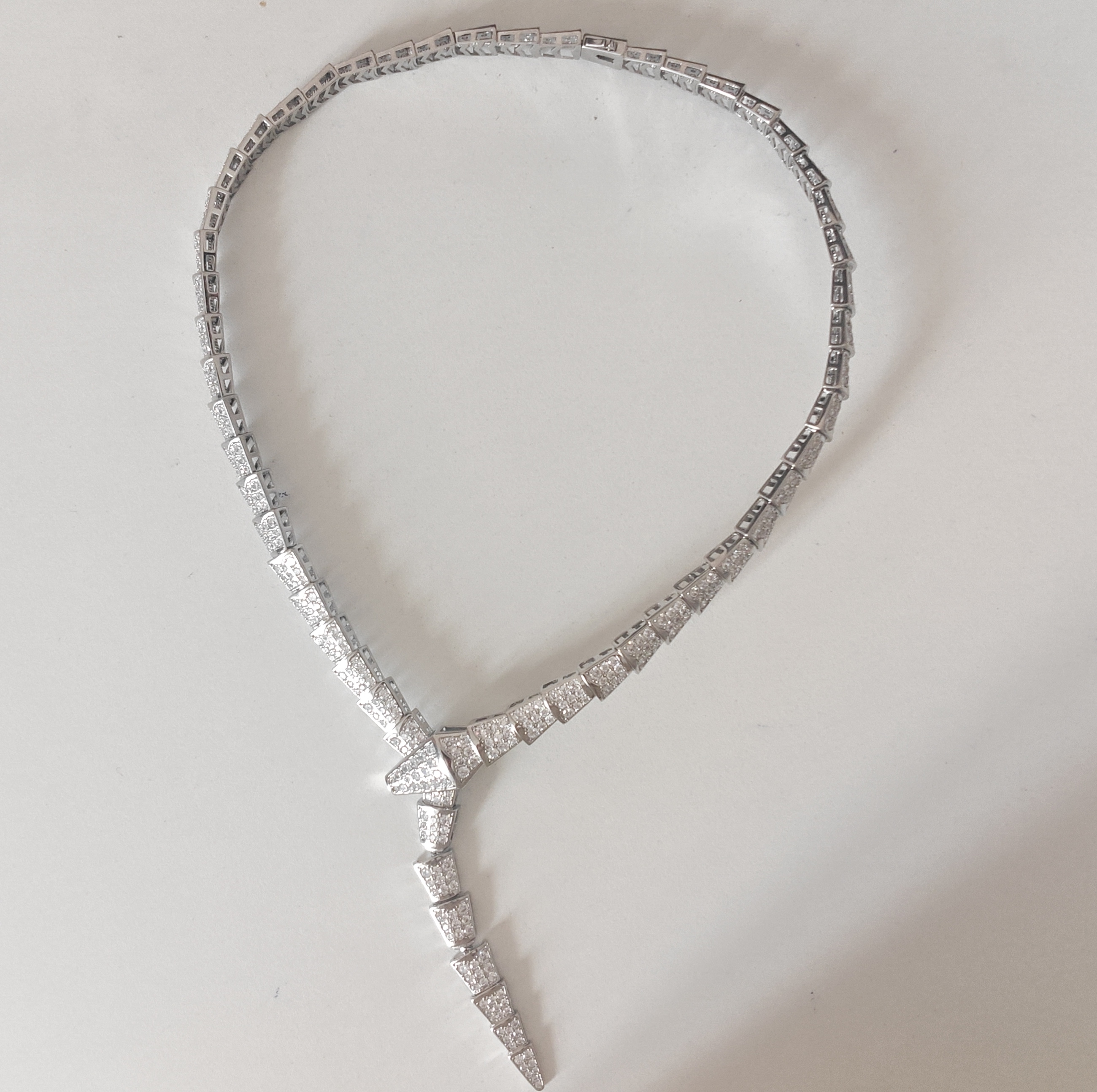 Handmade Summer Snake White Stone Fine Necklace