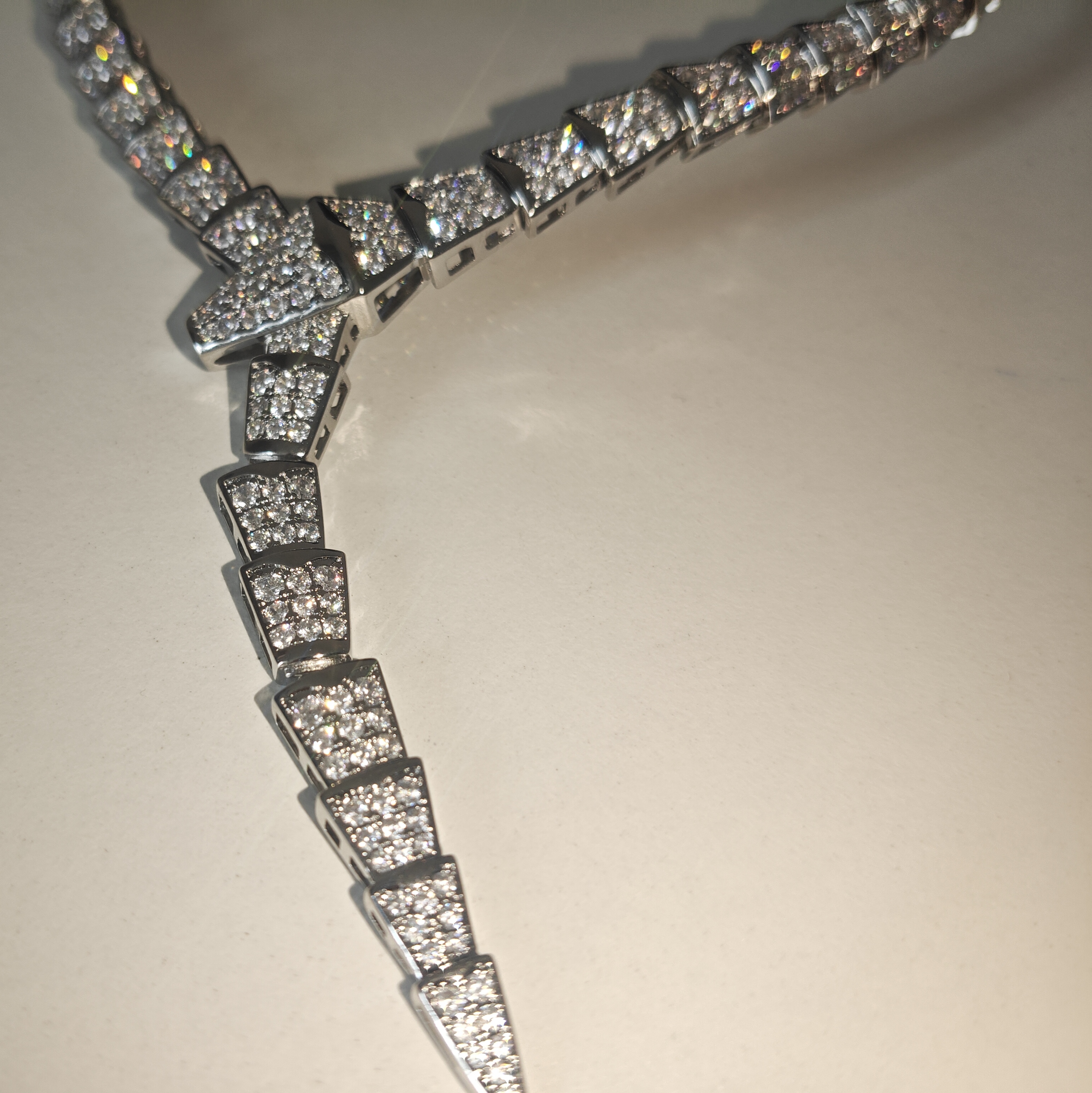 Handmade Summer Snake White Stone Fine Necklace