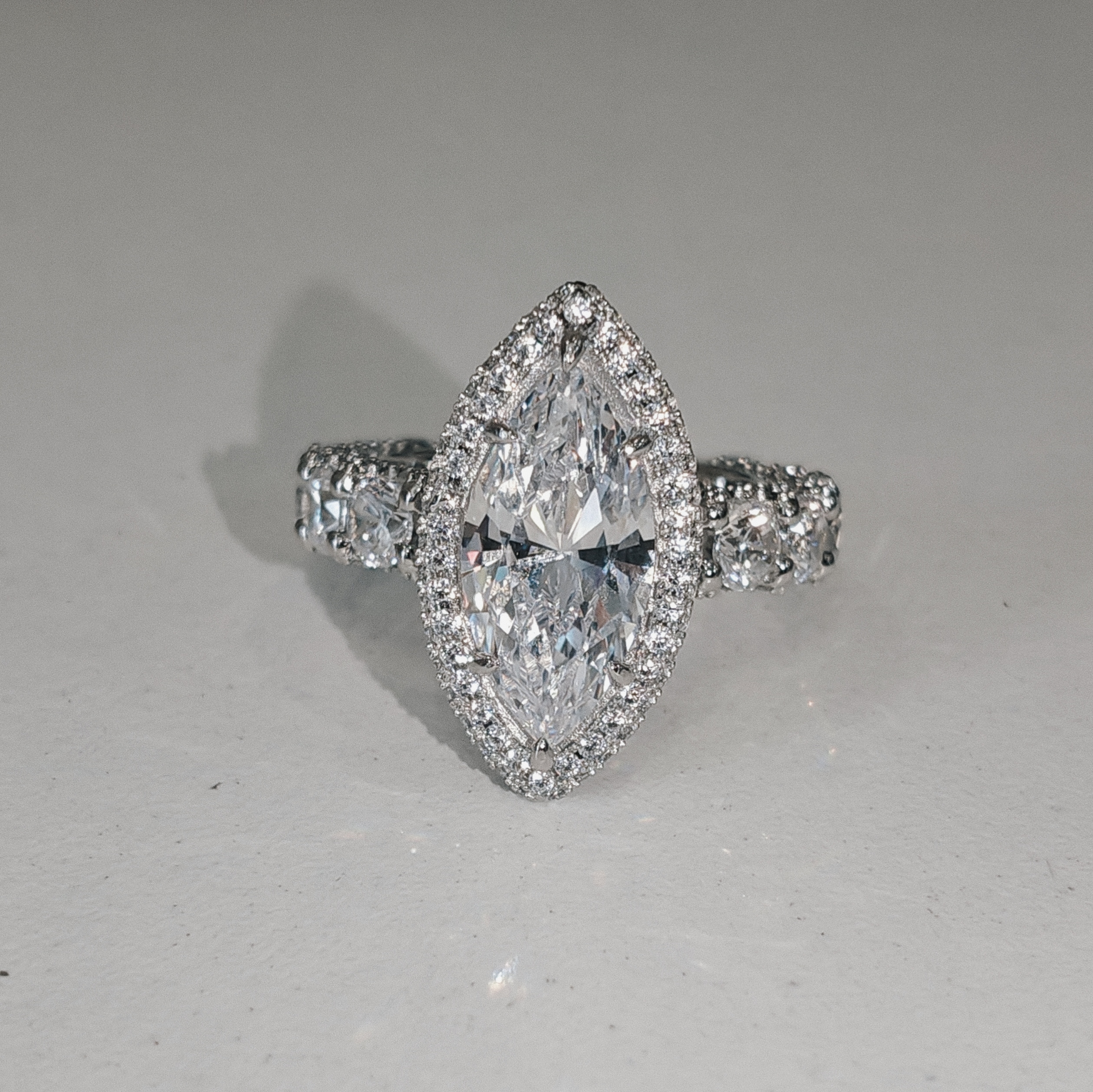 5ct Marquise Cut Ring Oval MicroPave Eternity Band