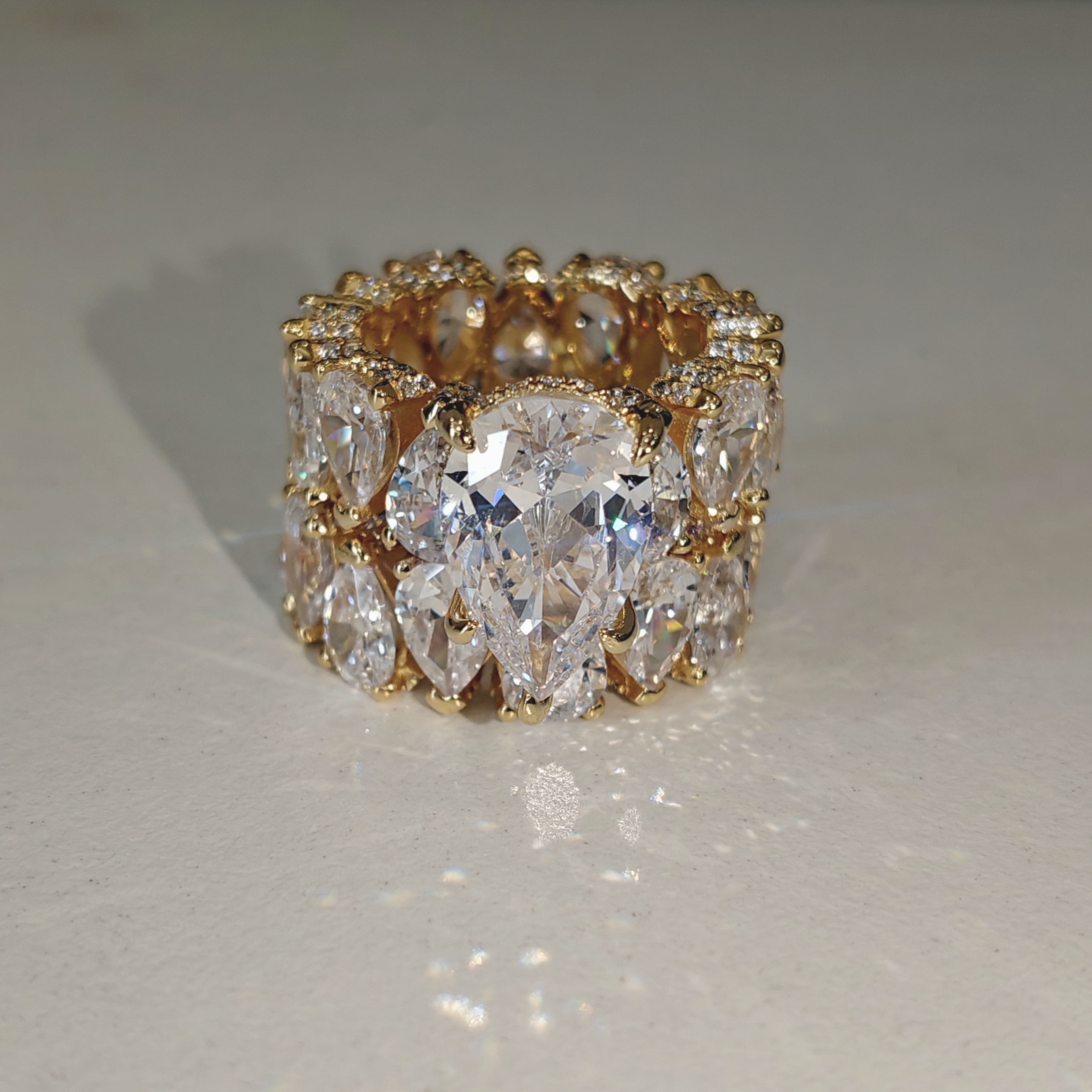 10ct Pear Shape White Stone Stackalbe Rings