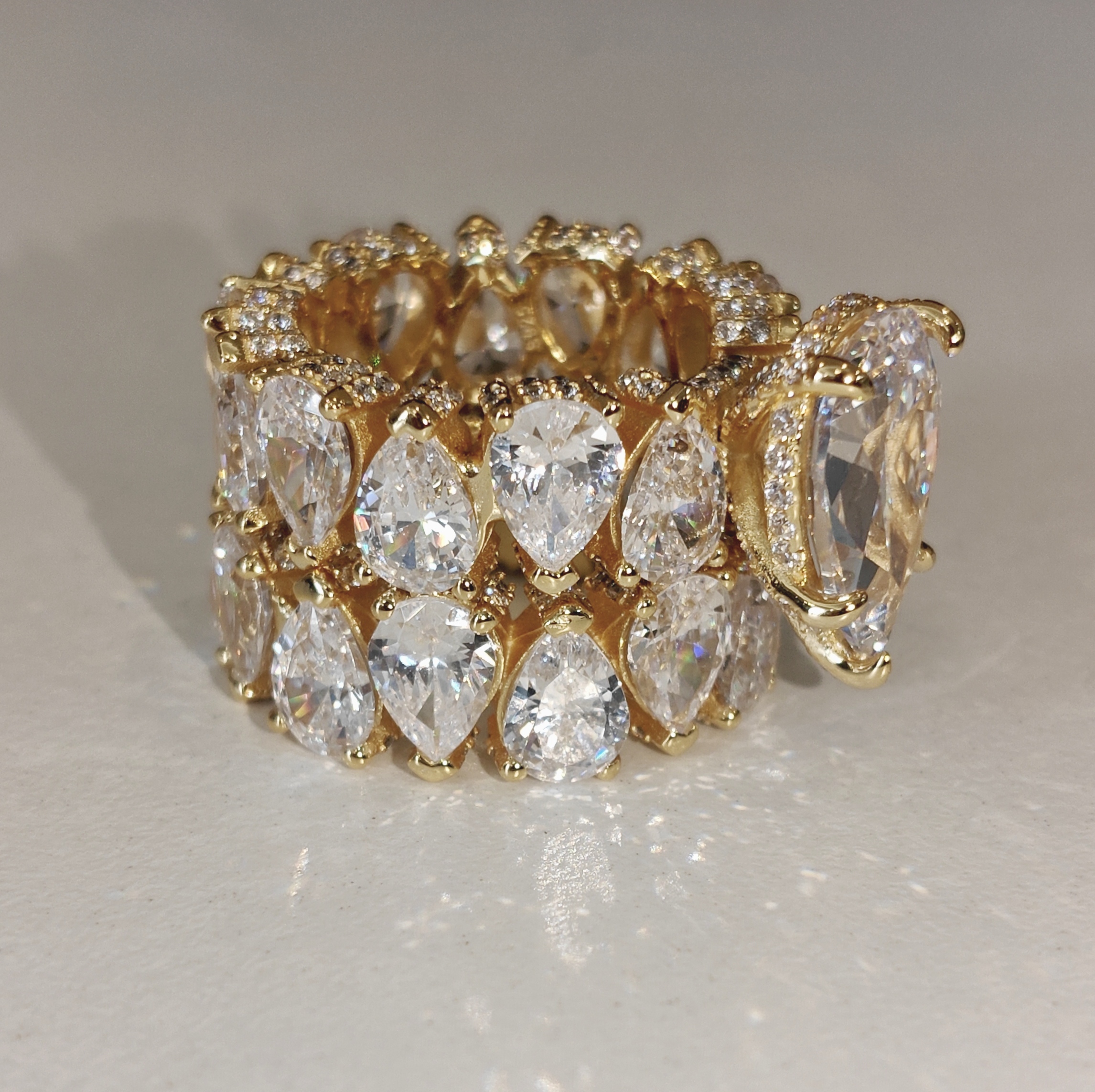 10ct Pear Shape White Stone Stackalbe Rings