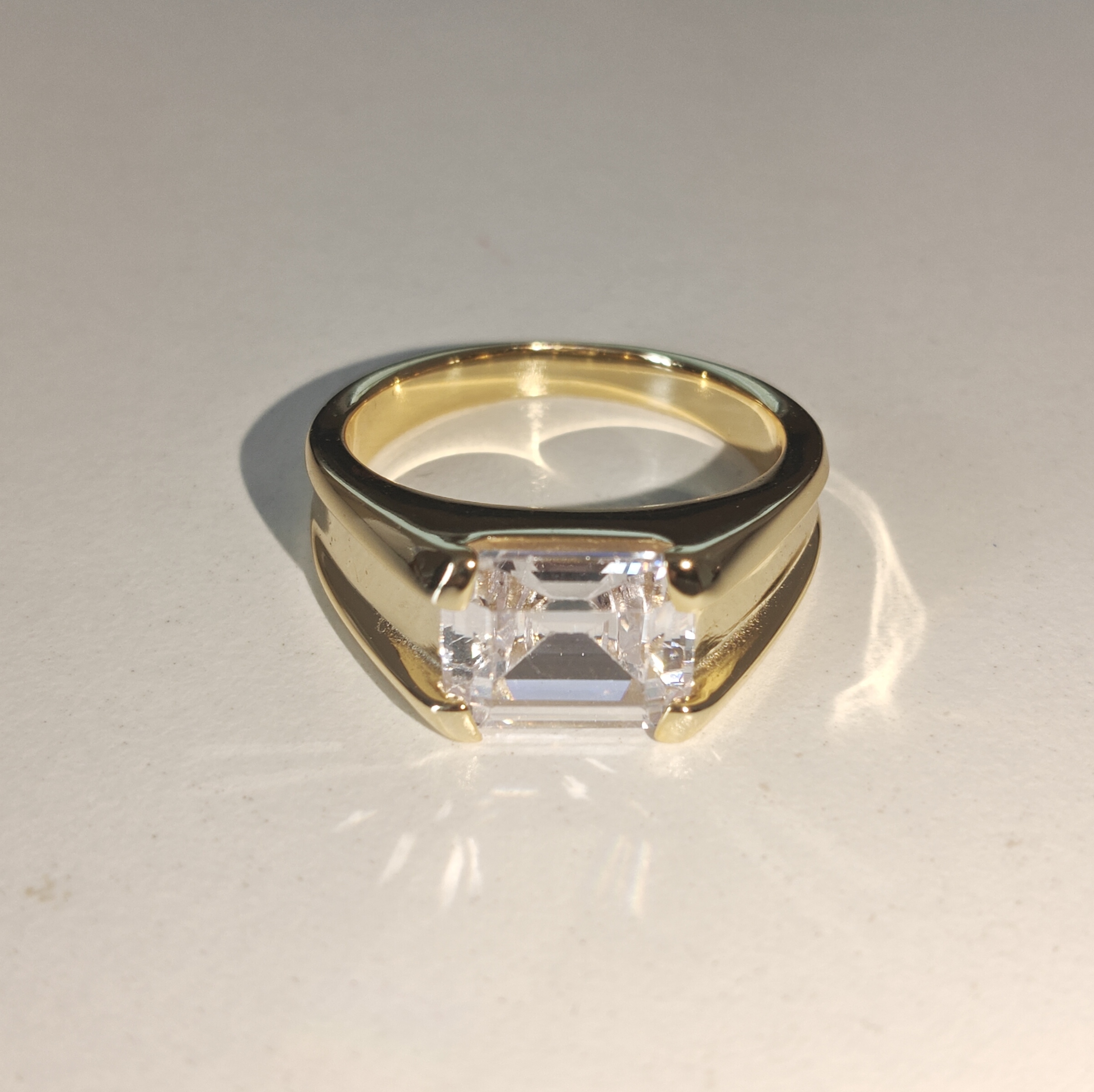3ct Emerald Cut Sterling Silver Handmade Men's Ring