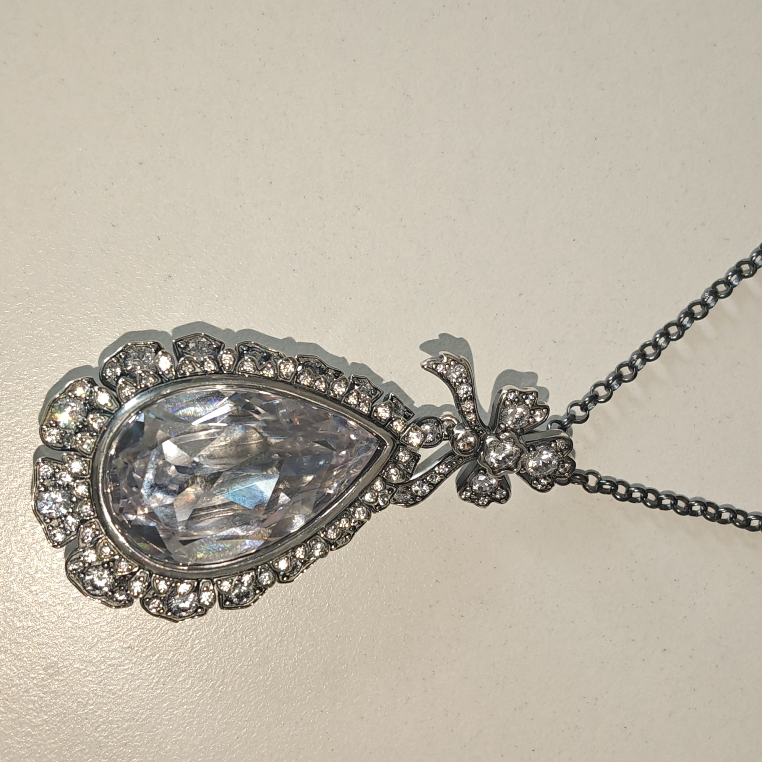 22.99 Carat Pear-shaped Rose-cut Diamond Pendant