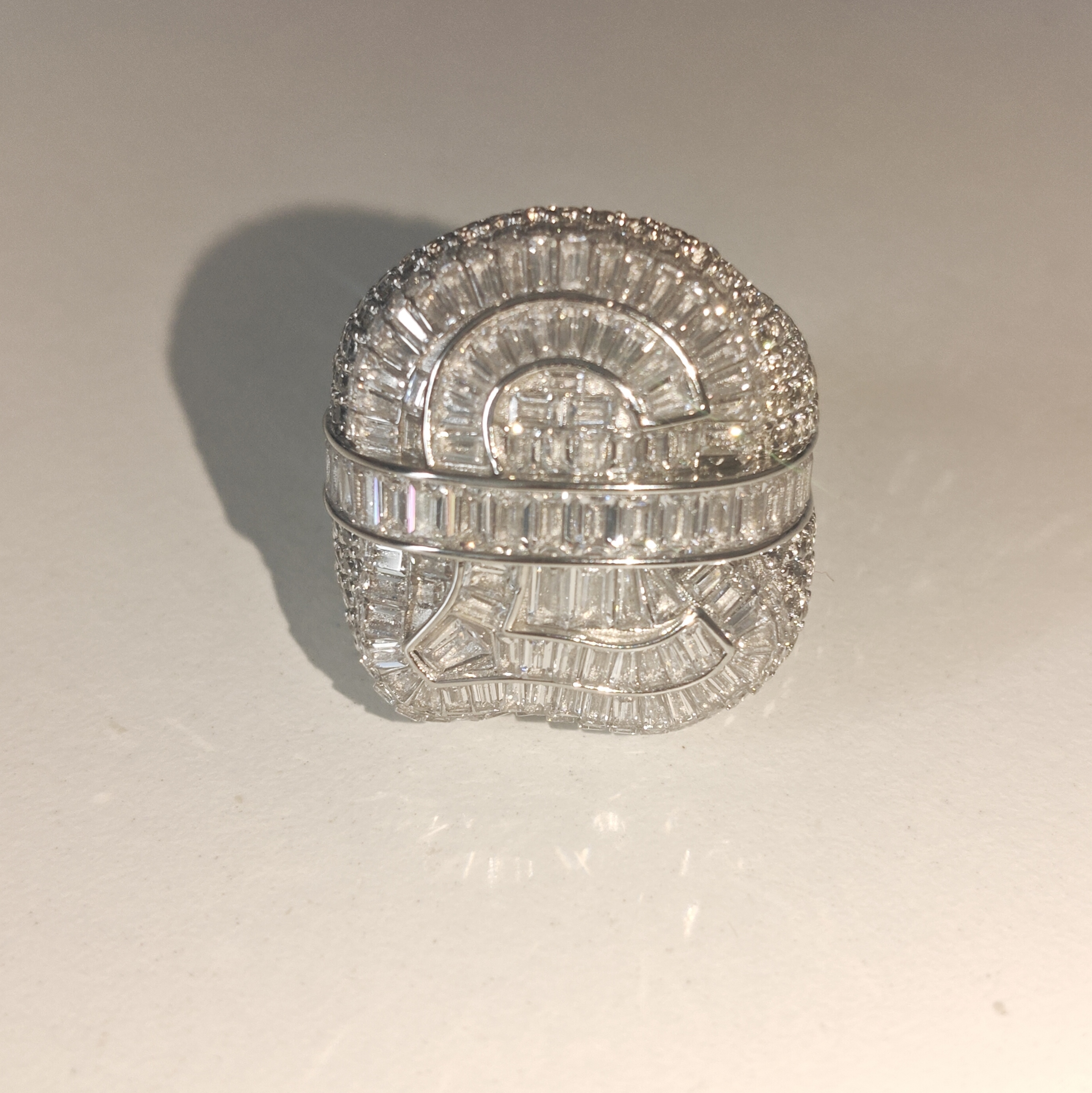 15ctw Emerald Cut White Sapphire ￡ Handmade Rose Gold Men's Ring