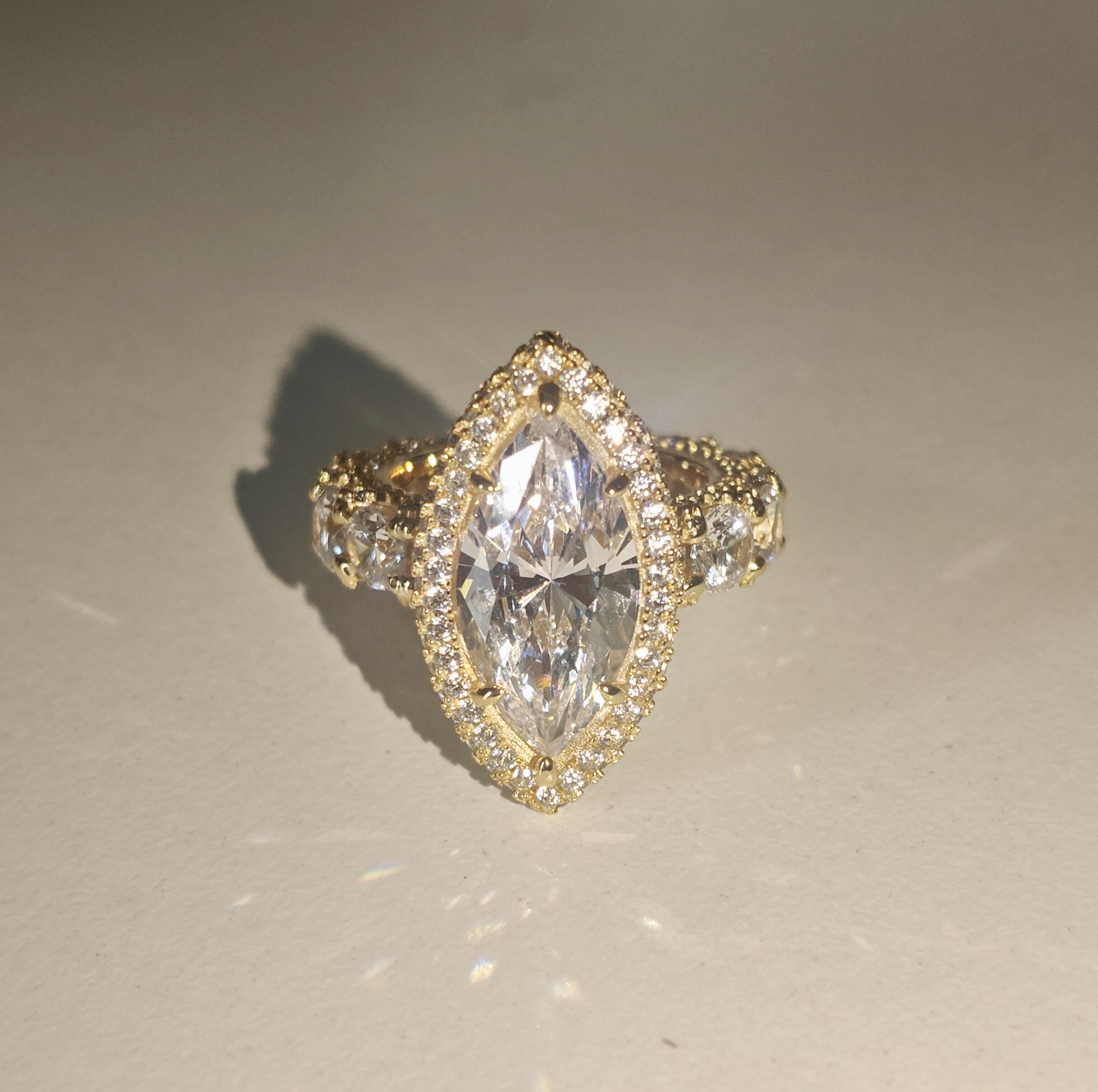5ct Marquise Cut Ring Oval MicroPave Eternity Band