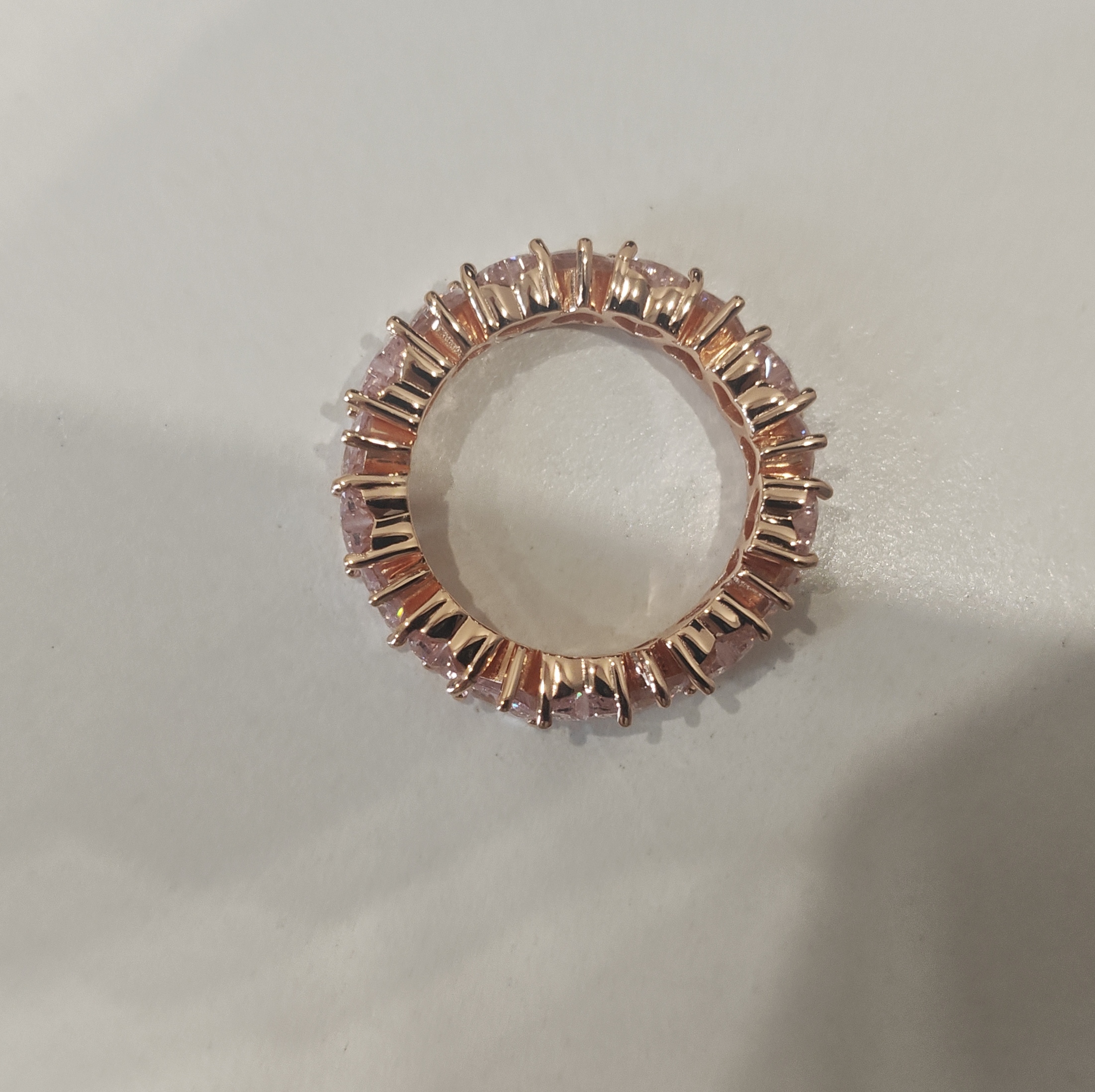 7.35ctw Love Heart Design Pink Stone Eternity Ring