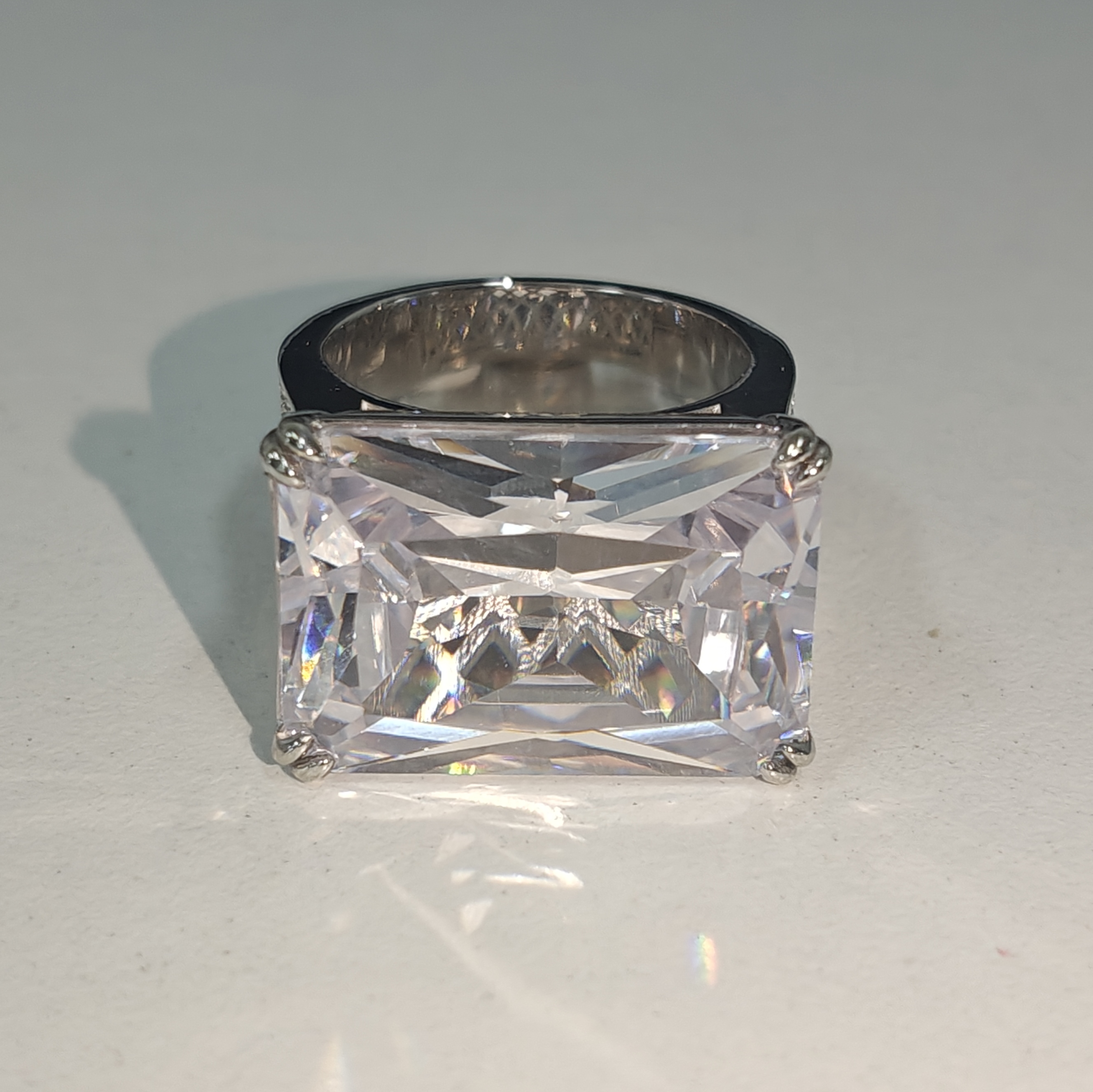 7ct Emerald Cut White Stone Ring for Men