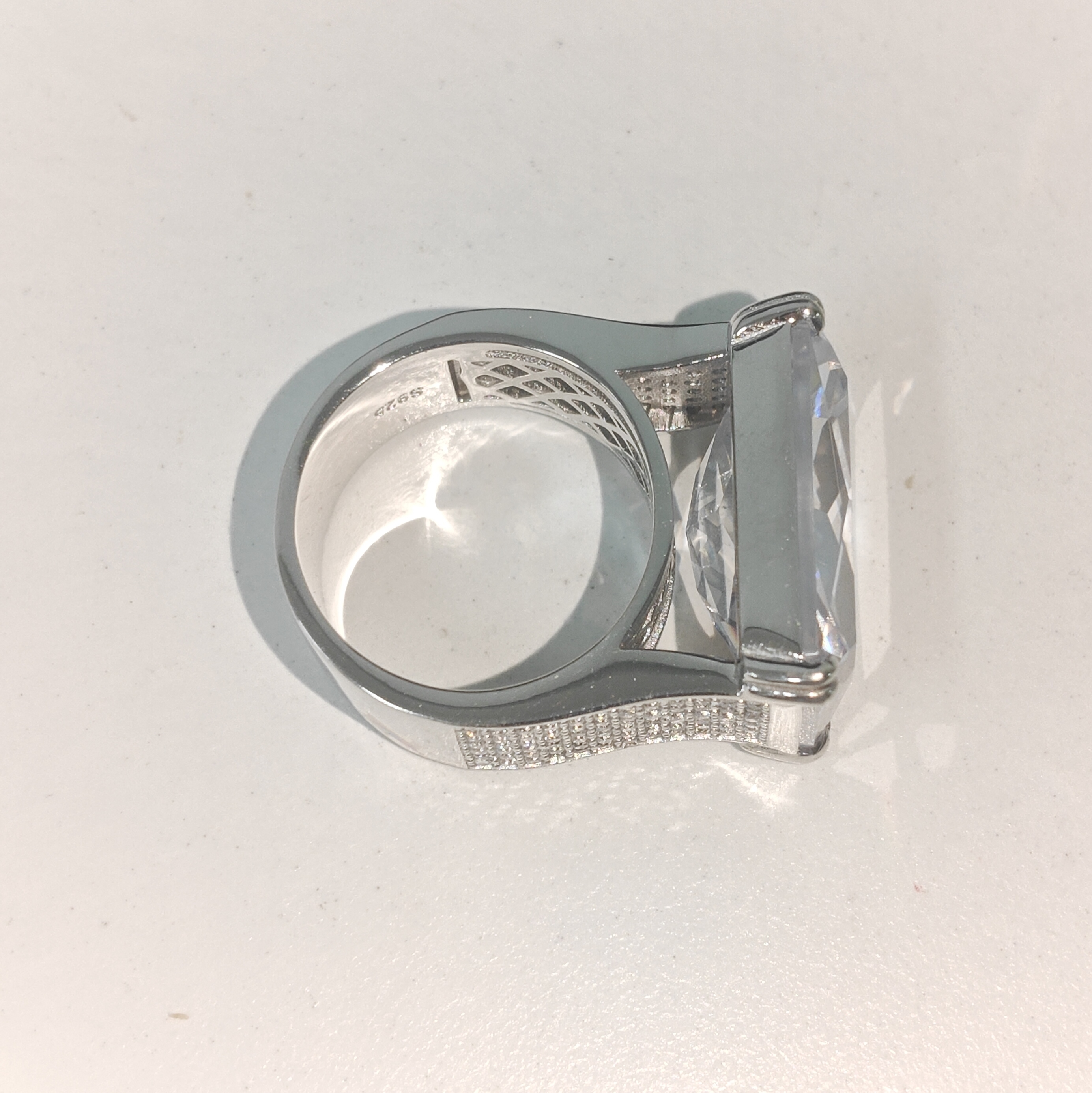 7ct Emerald Cut White Stone Ring for Men