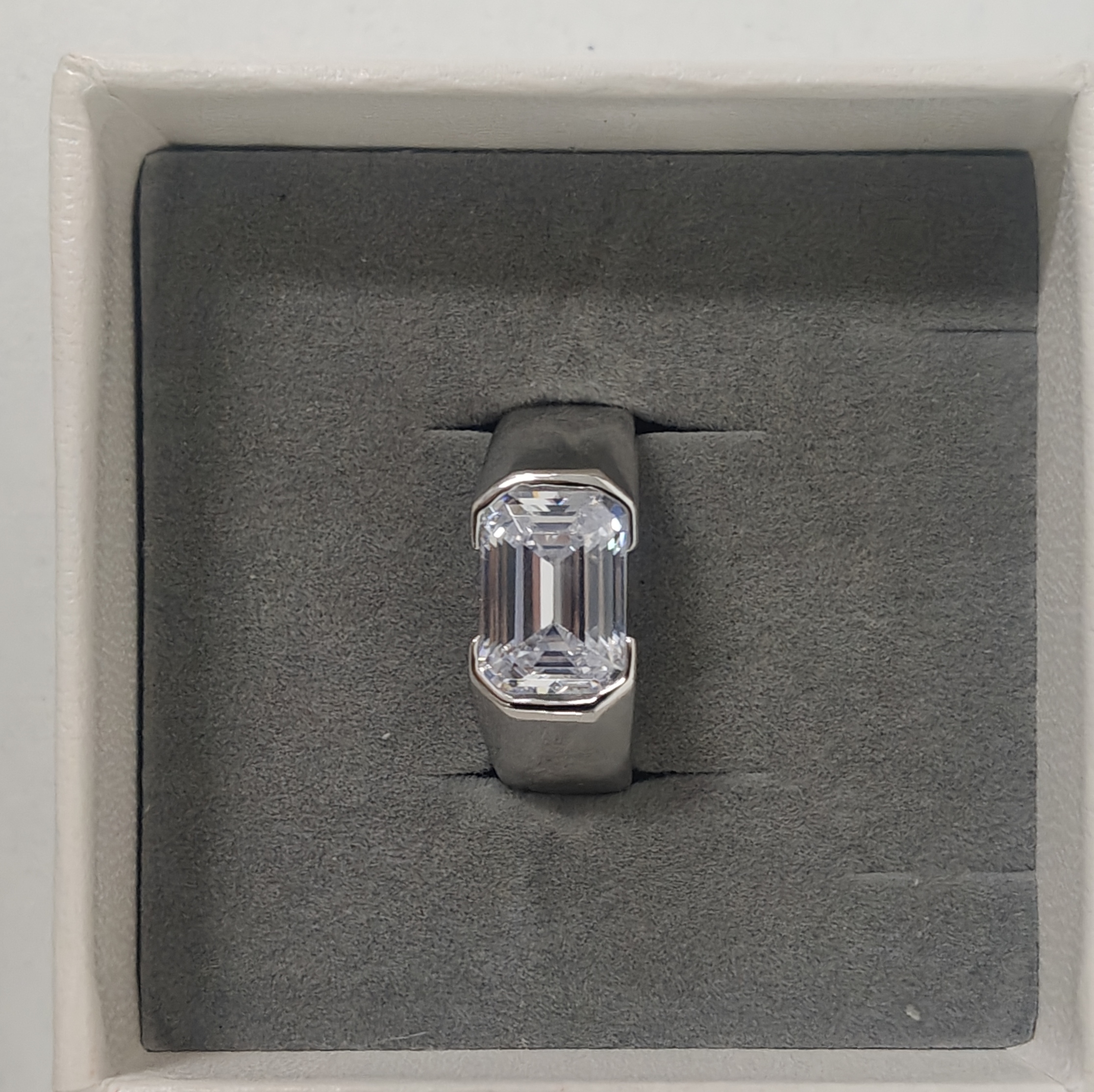 2.5ct Channel Set Emerald Cut Solitaire Ring
