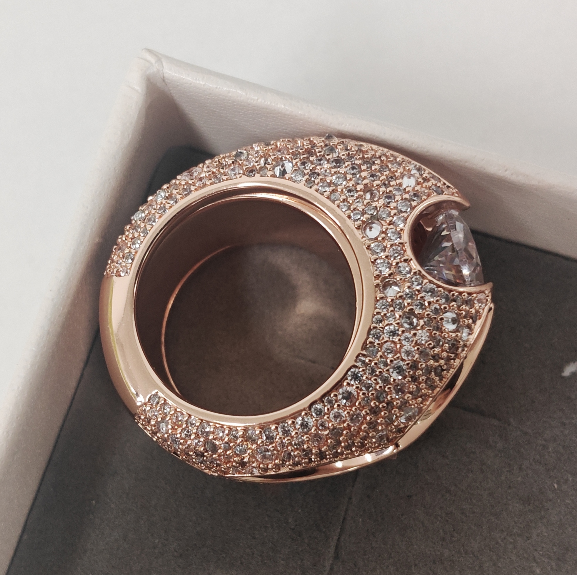 7ct Pave Set  Oval Cut White Stone Ring in Hip Hop Style