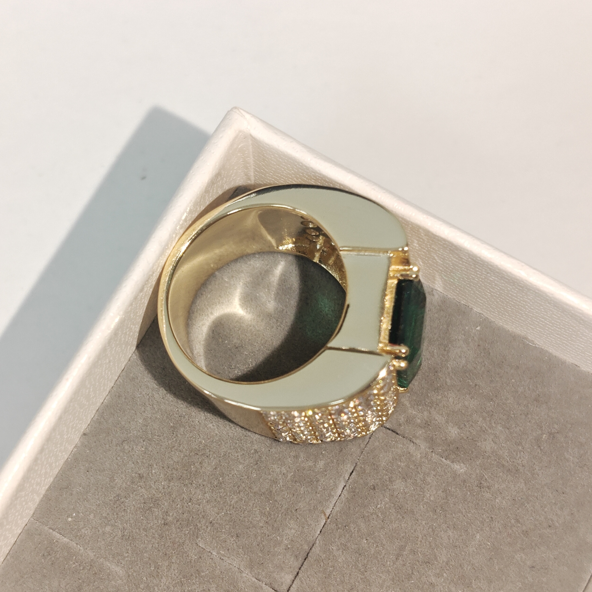 Pave Set 4ct Emerald Ring for Men
