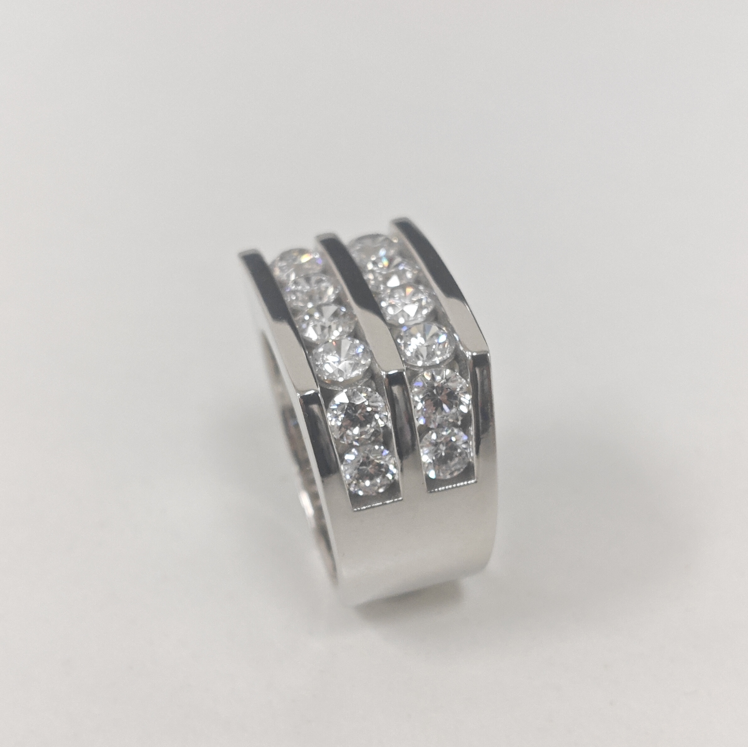 8ct Round Cut White Sapphire Handmade Sterling Silver Men's Ring