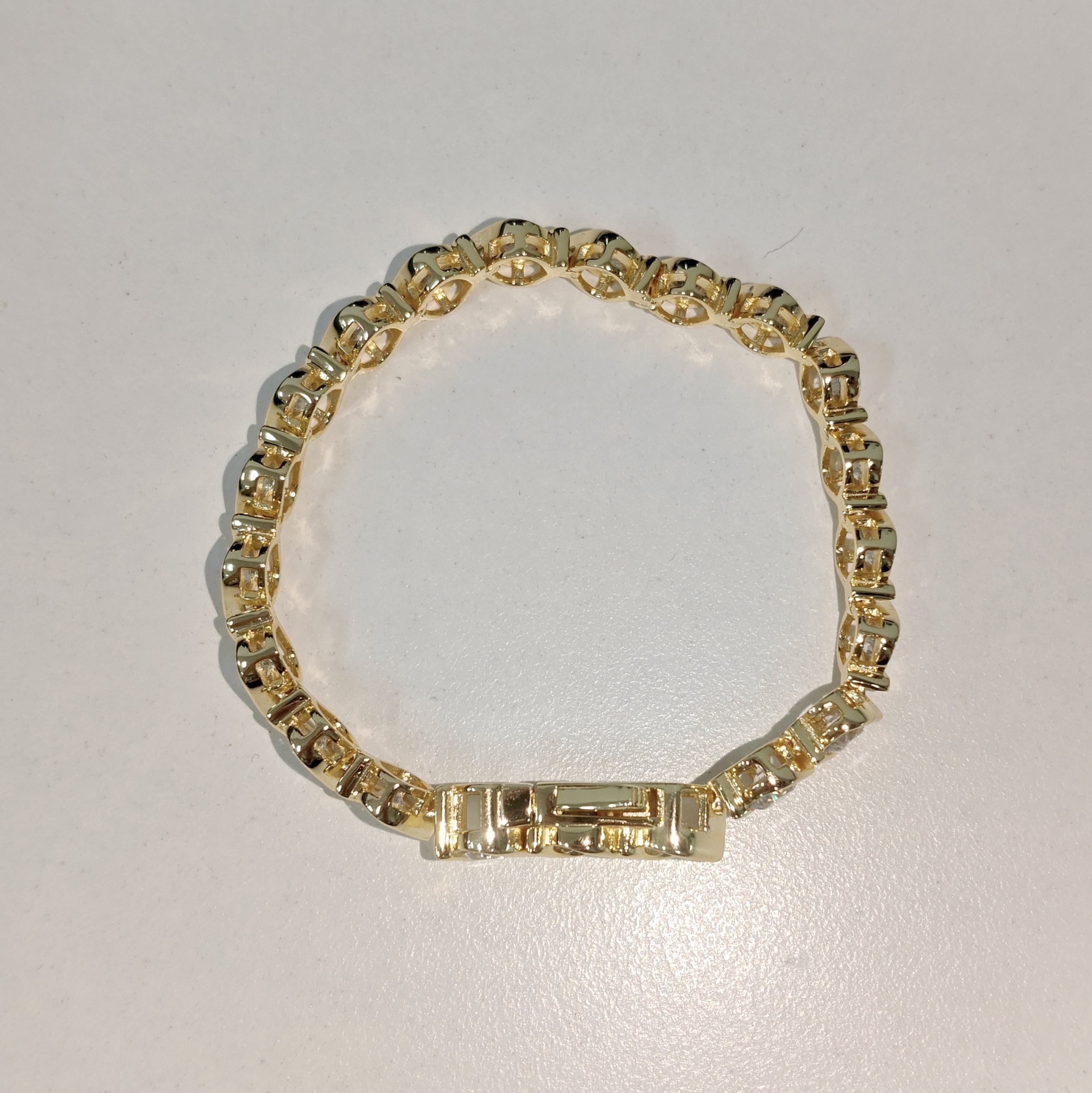 5ct Round-cut Sterling Silver Plated With Yellow Gold Luxury Handmade Bracelet