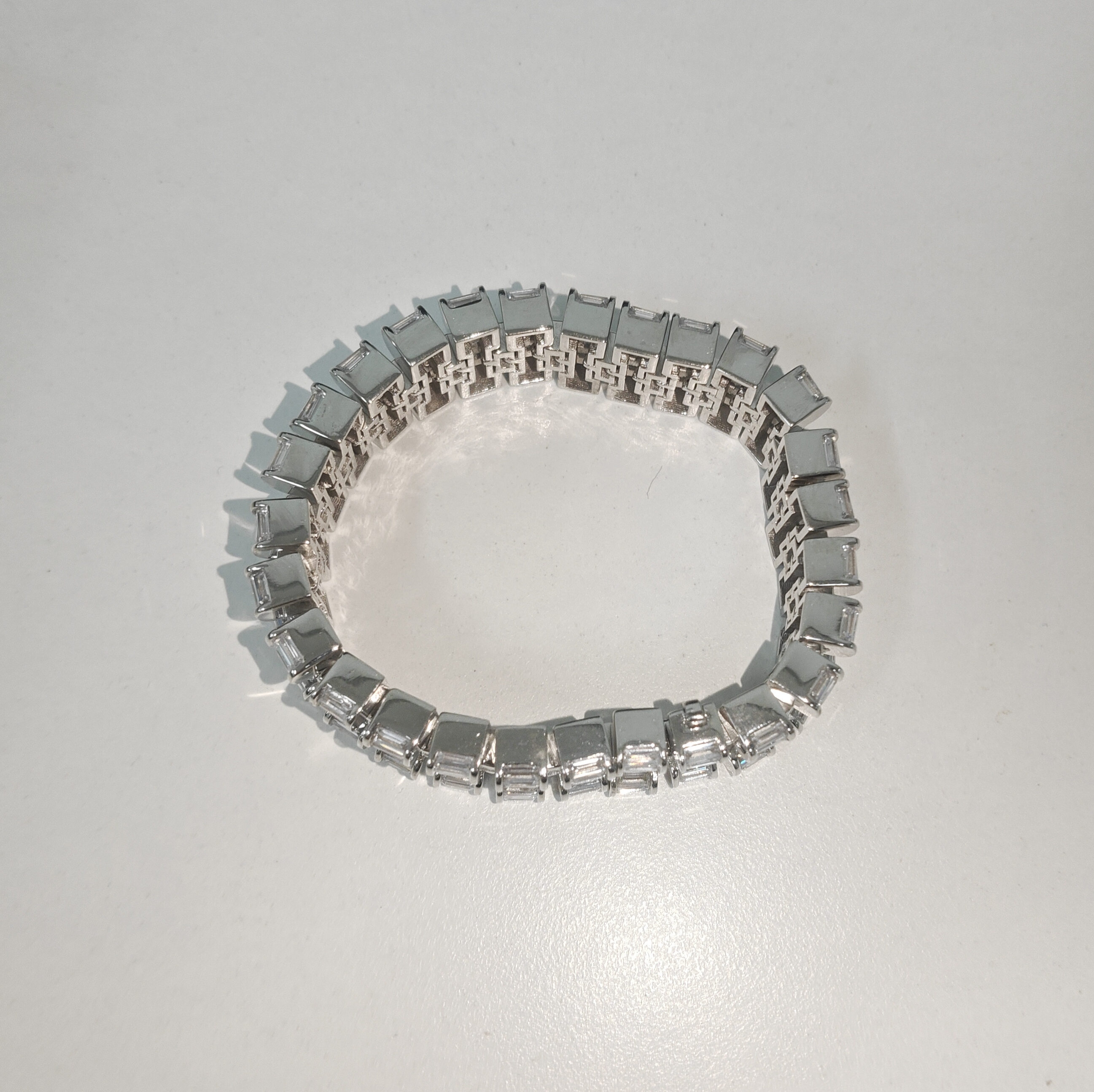 Baguette Cut White Sapphire Handmade Men's Bracelet