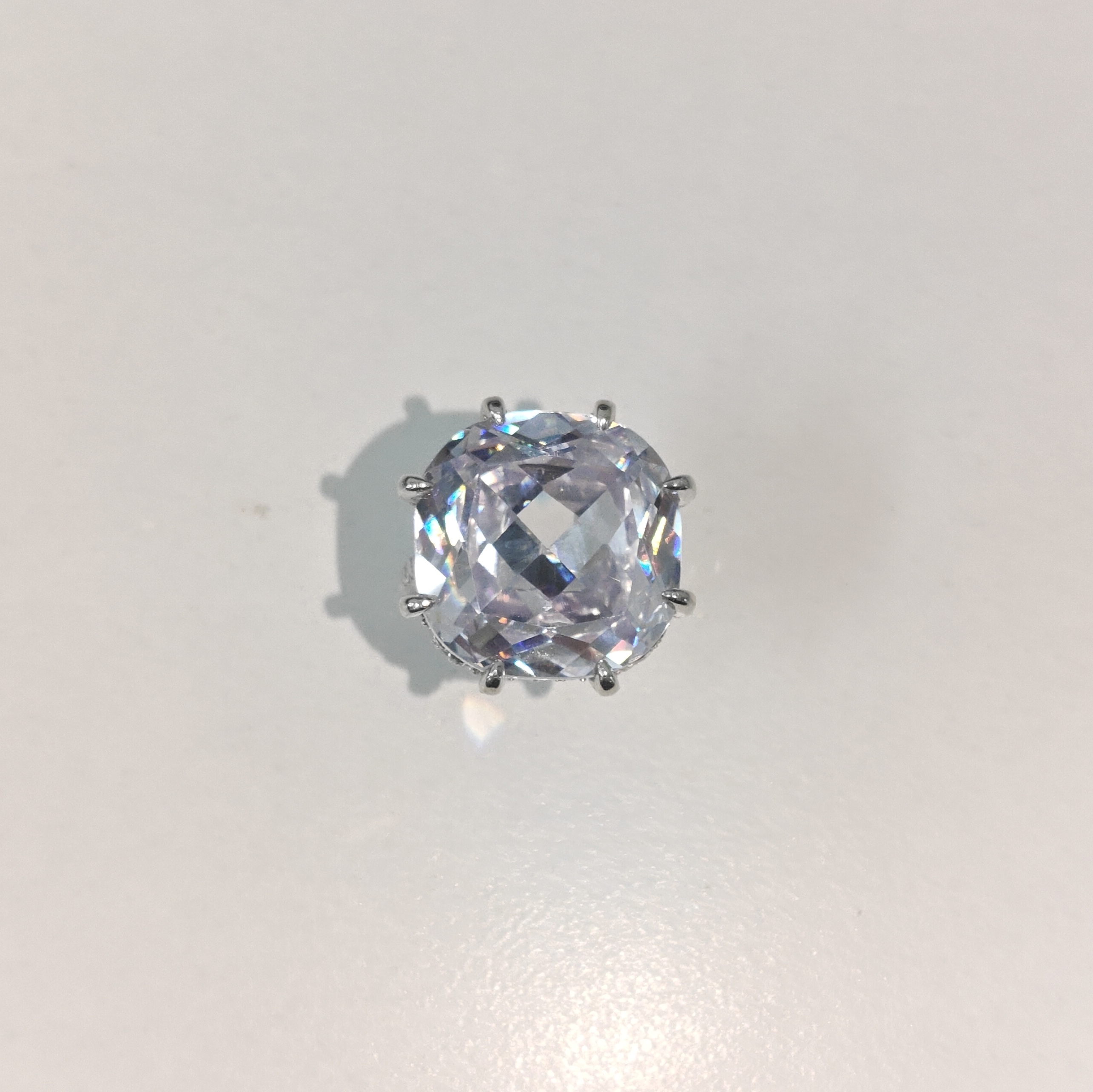 10ct Cushion Cut White Sapphire Pave Set Handmade Engagement Ring