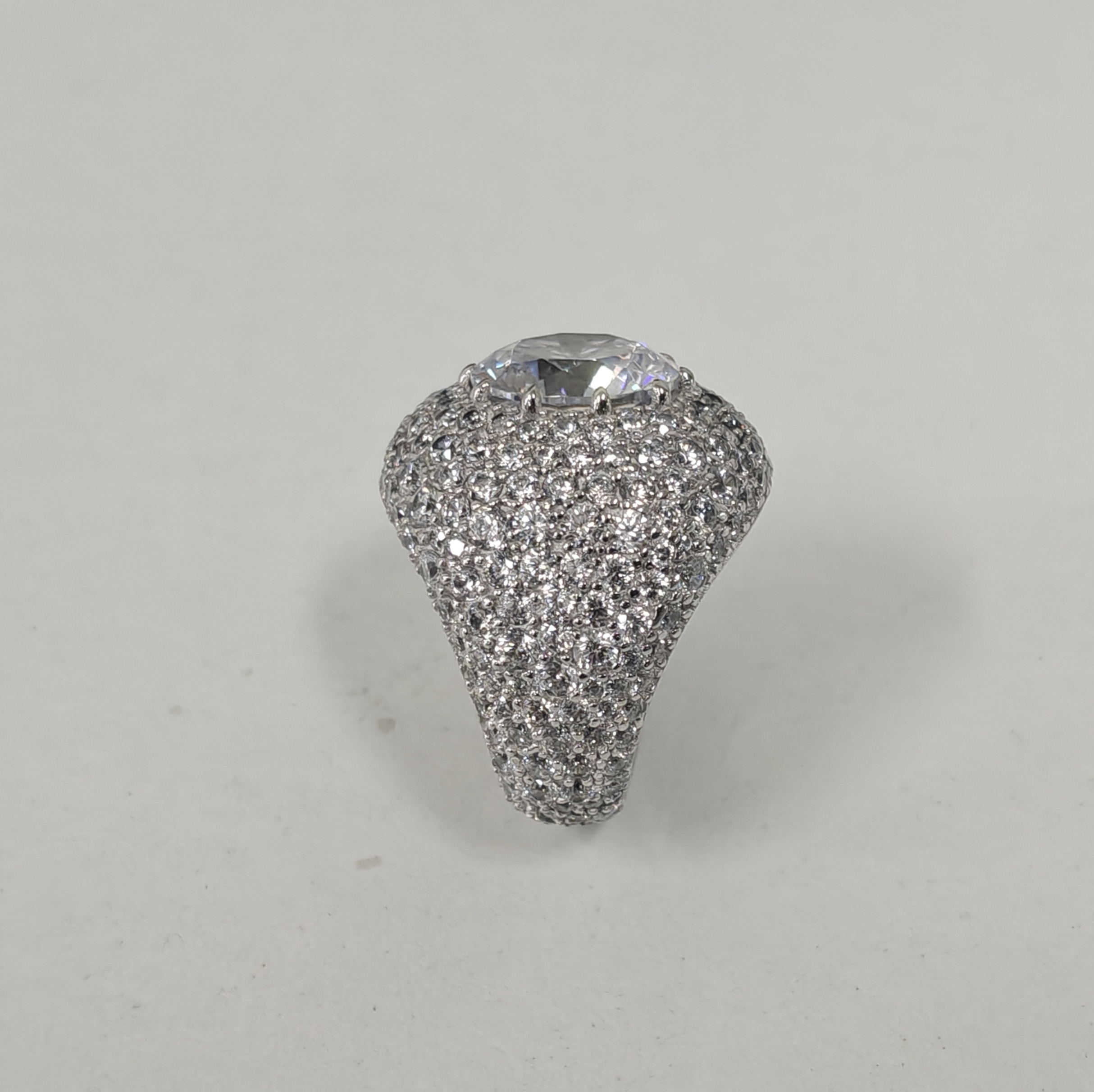 5ct Pave Set Round Cut White Stone Ring for Men