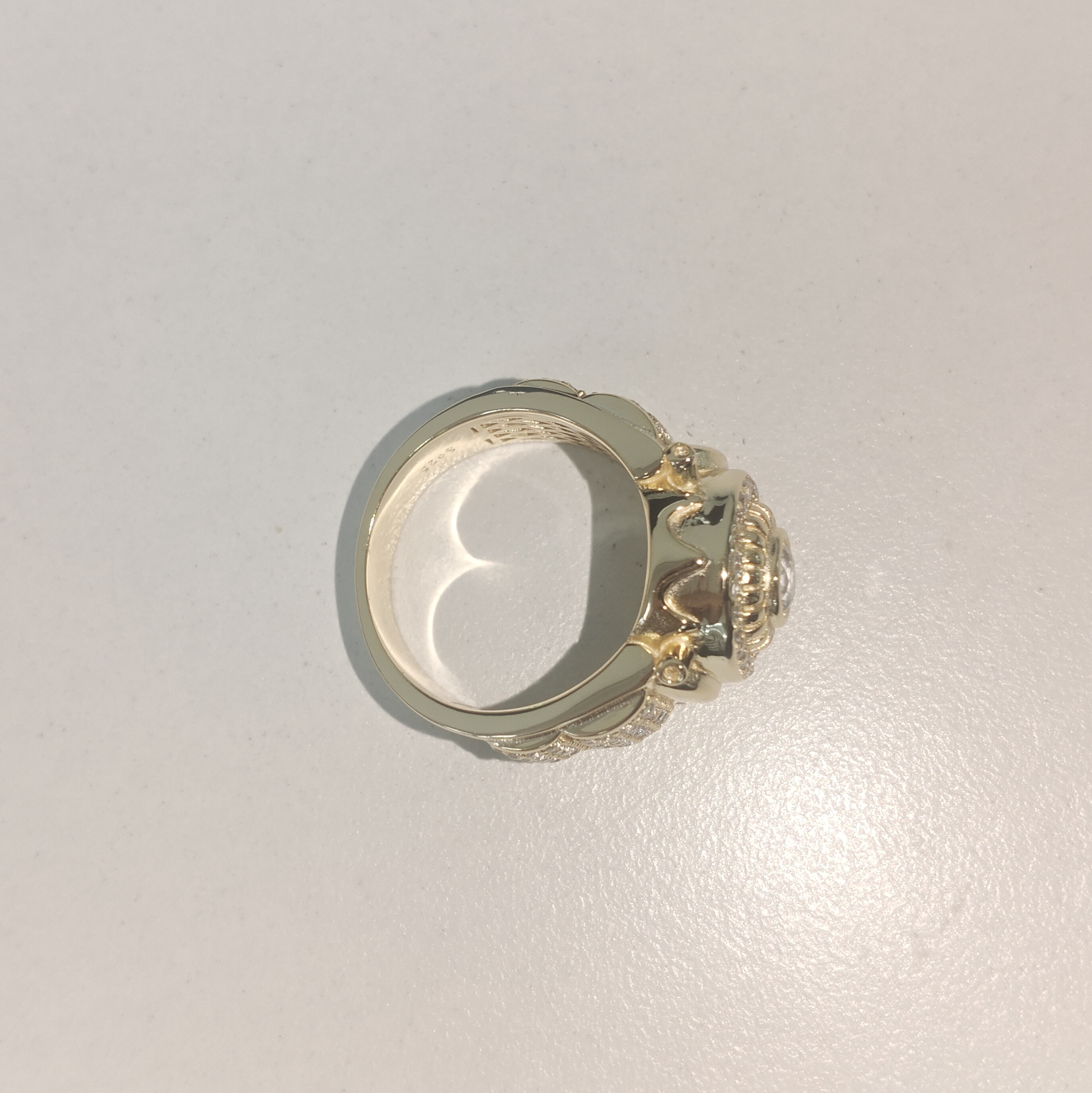 2.5ct Round Cut White Sapphire Vintage Handmade Yellow Gold Men's Ring