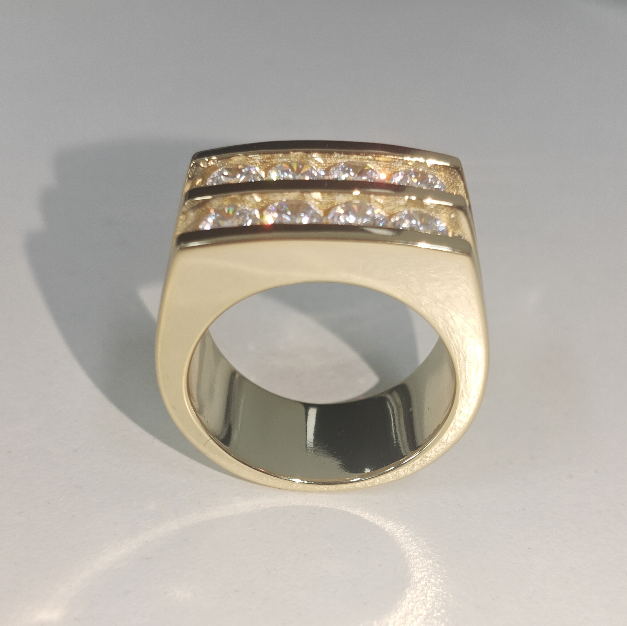 8ct Round Cut White Sapphire Handmade Sterling Silver Men's Ring