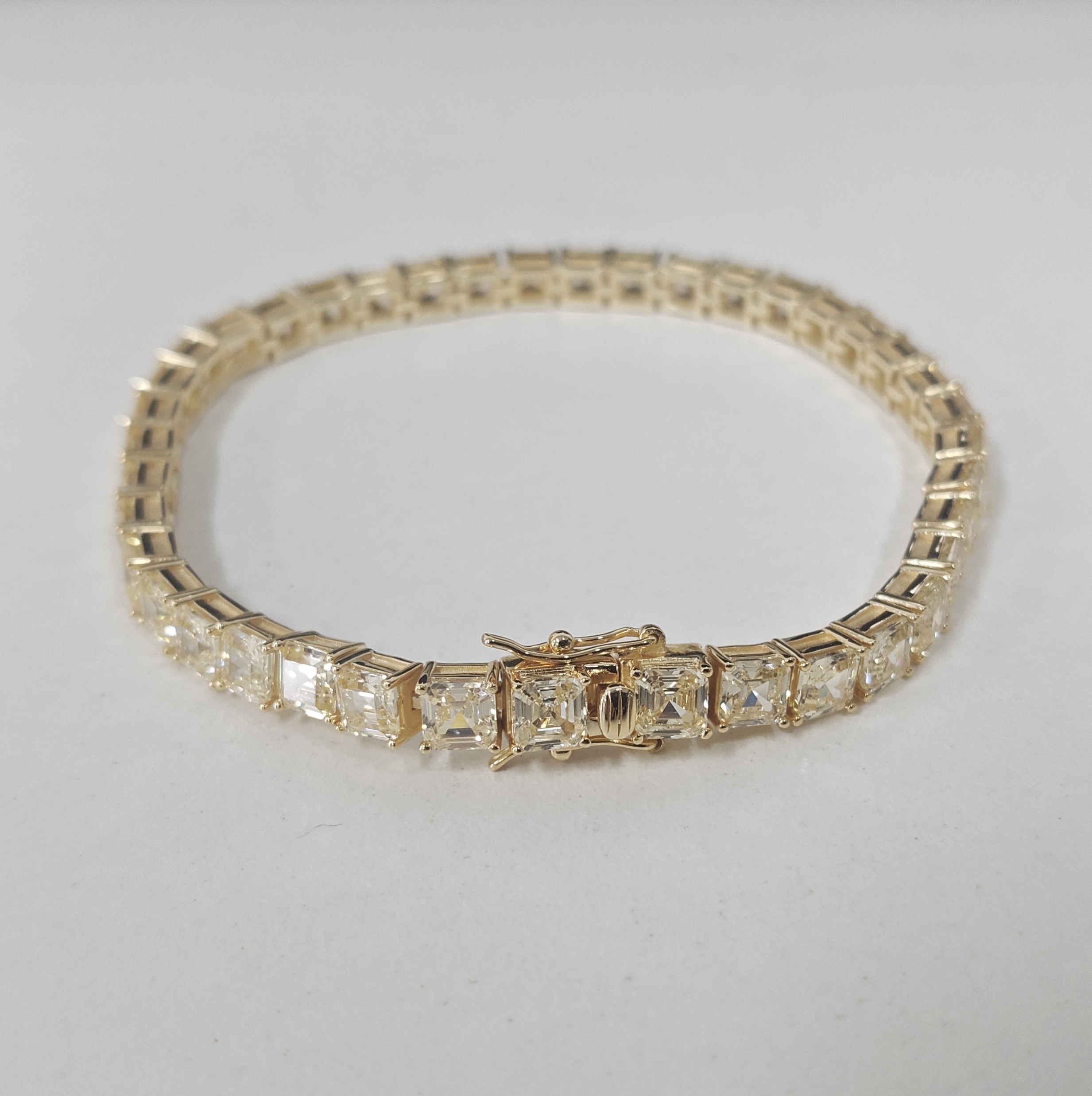 20ctw Asscher Cut Intense Yellow Sapphire Tennis Bracelet