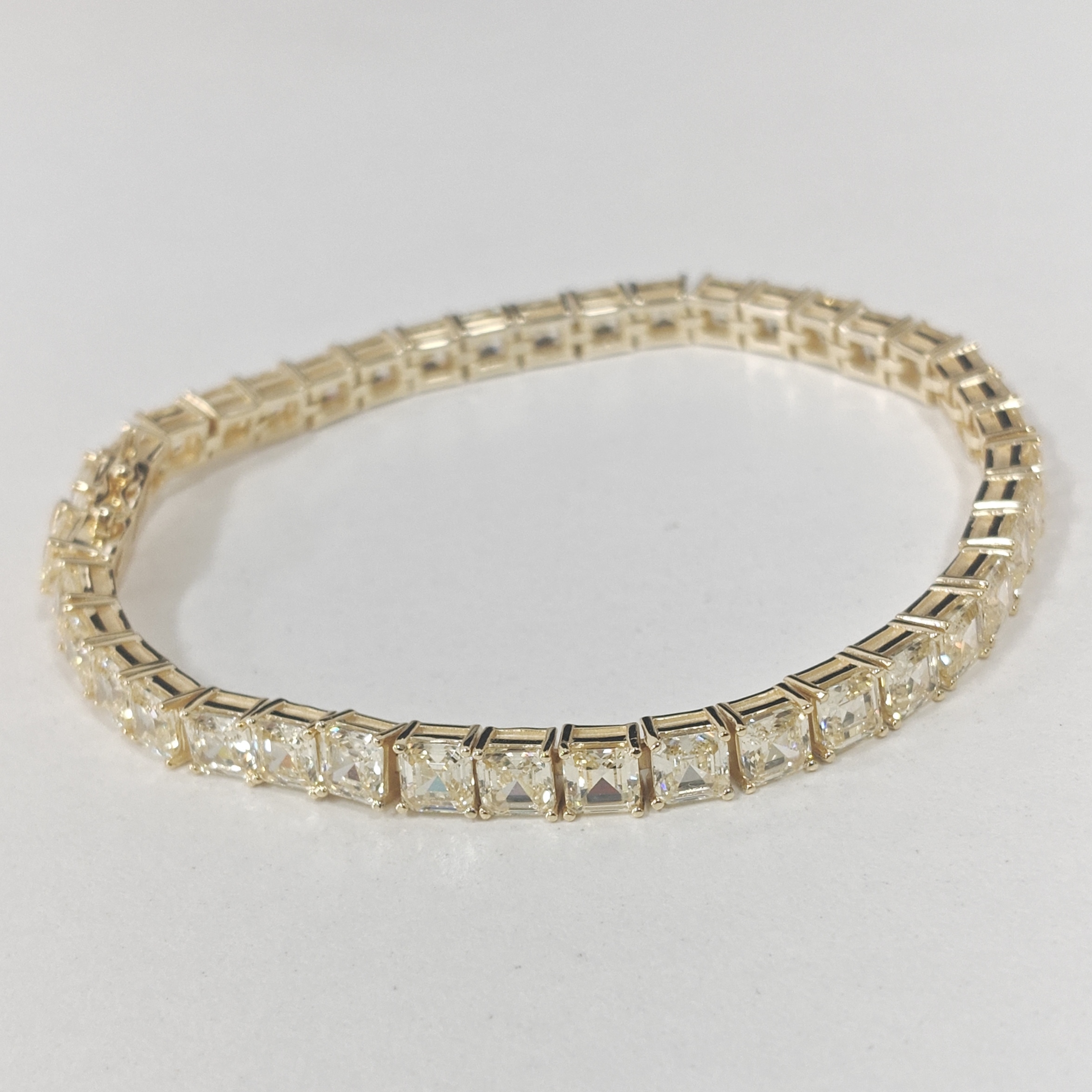 20ctw Asscher Cut Intense Yellow Sapphire Tennis Bracelet