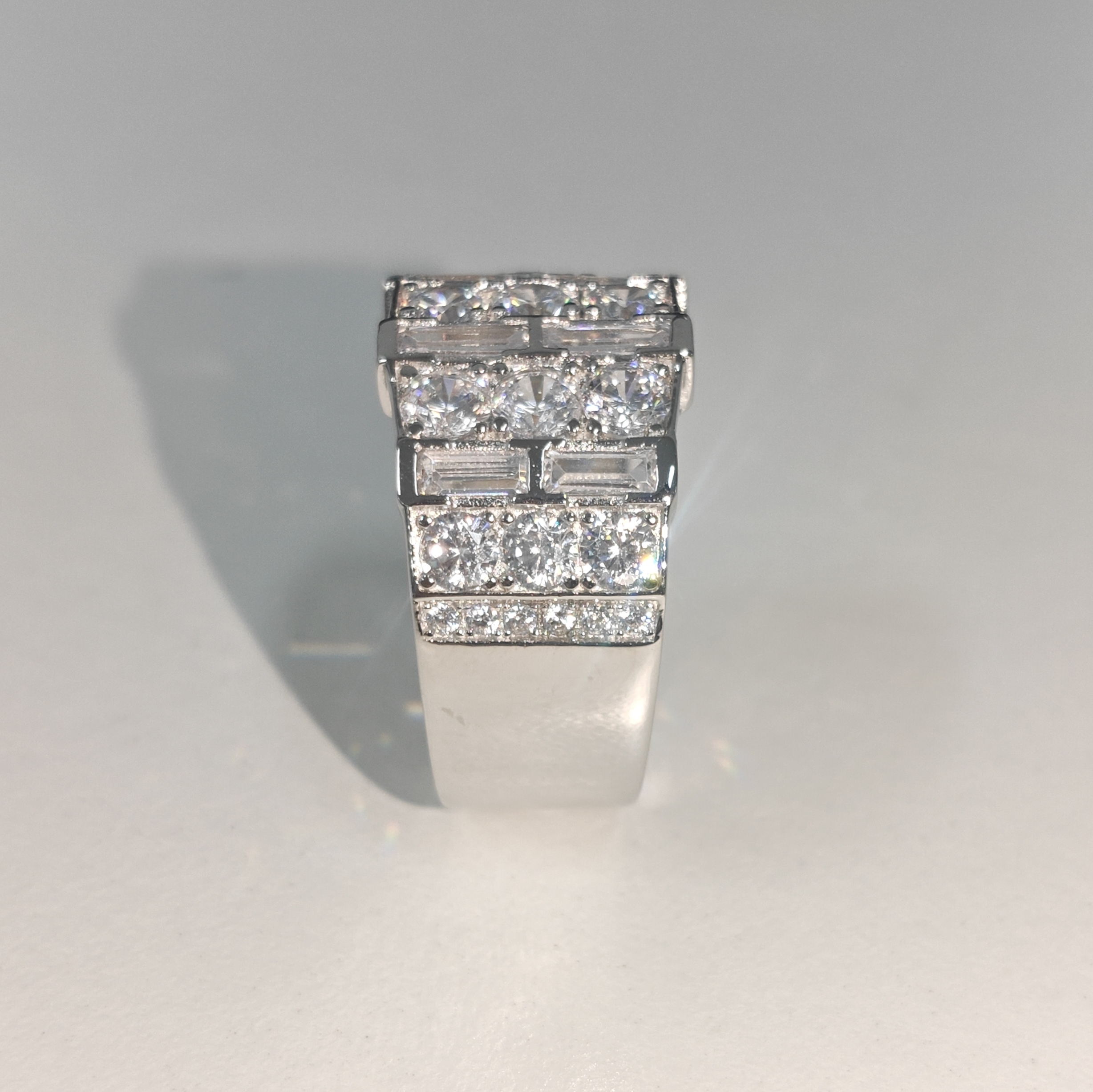 11.95ctw Multi-cut Three-row White Stone Ring