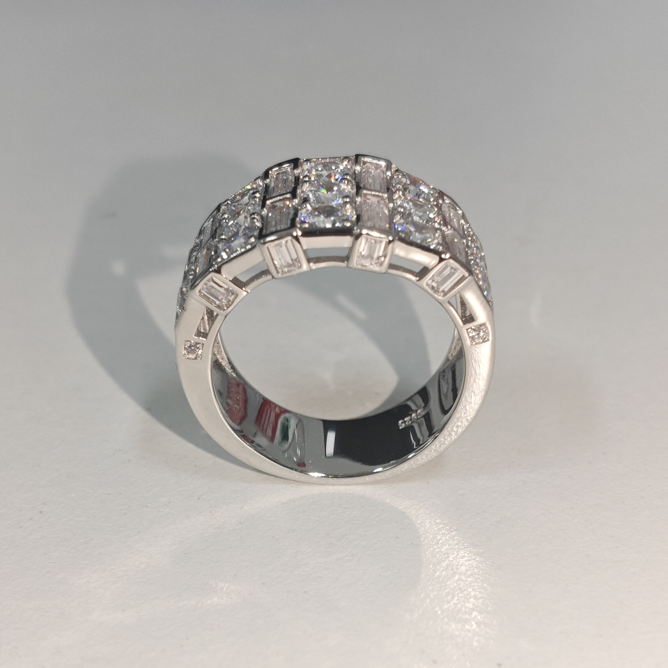 11.95ctw Multi-cut Three-row White Stone Ring