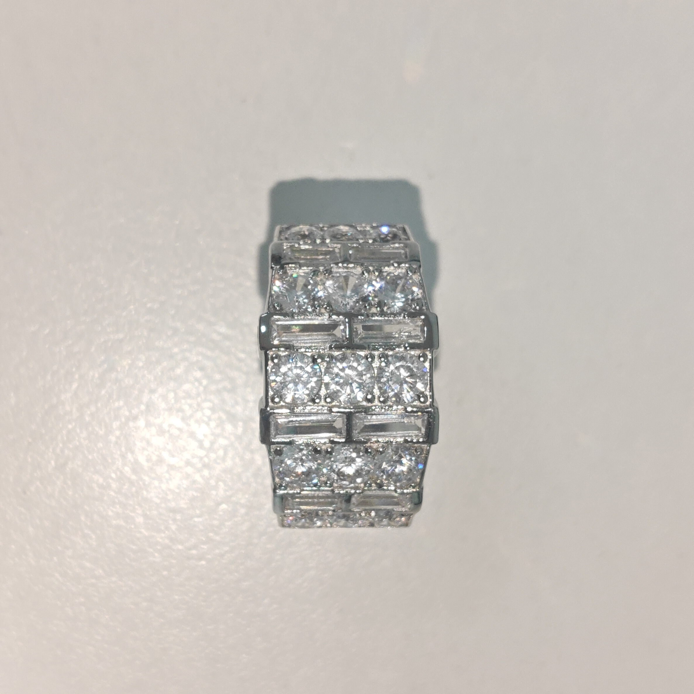 11.95ctw Multi-cut Three-row White Stone Ring