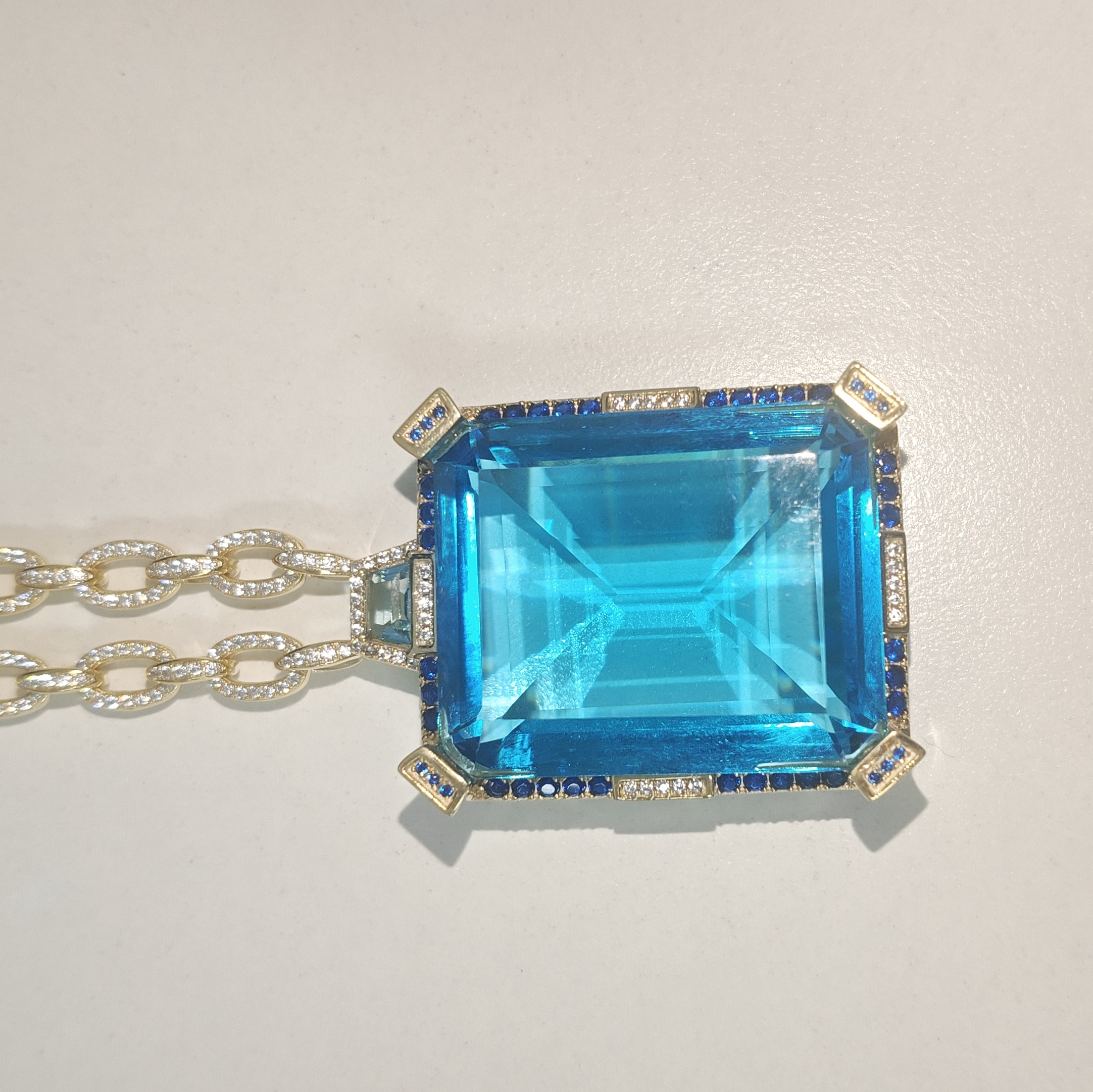 95ct Emerald Cut Aquamarine Handmade Necklace