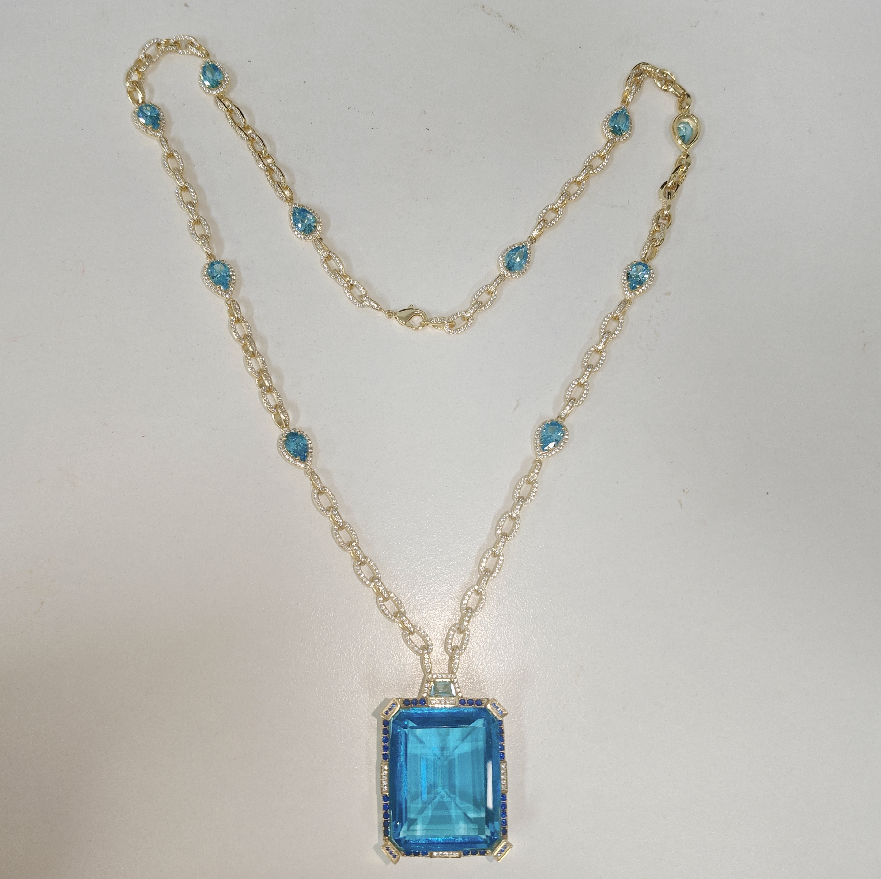 95ct Emerald Cut Aquamarine Handmade Necklace