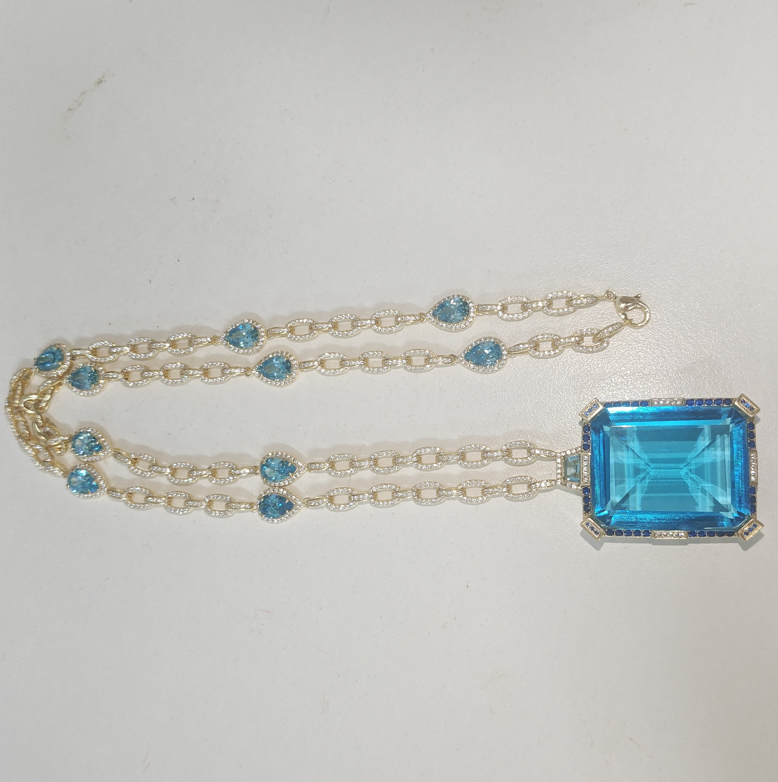 95ct Emerald Cut Aquamarine Handmade Necklace