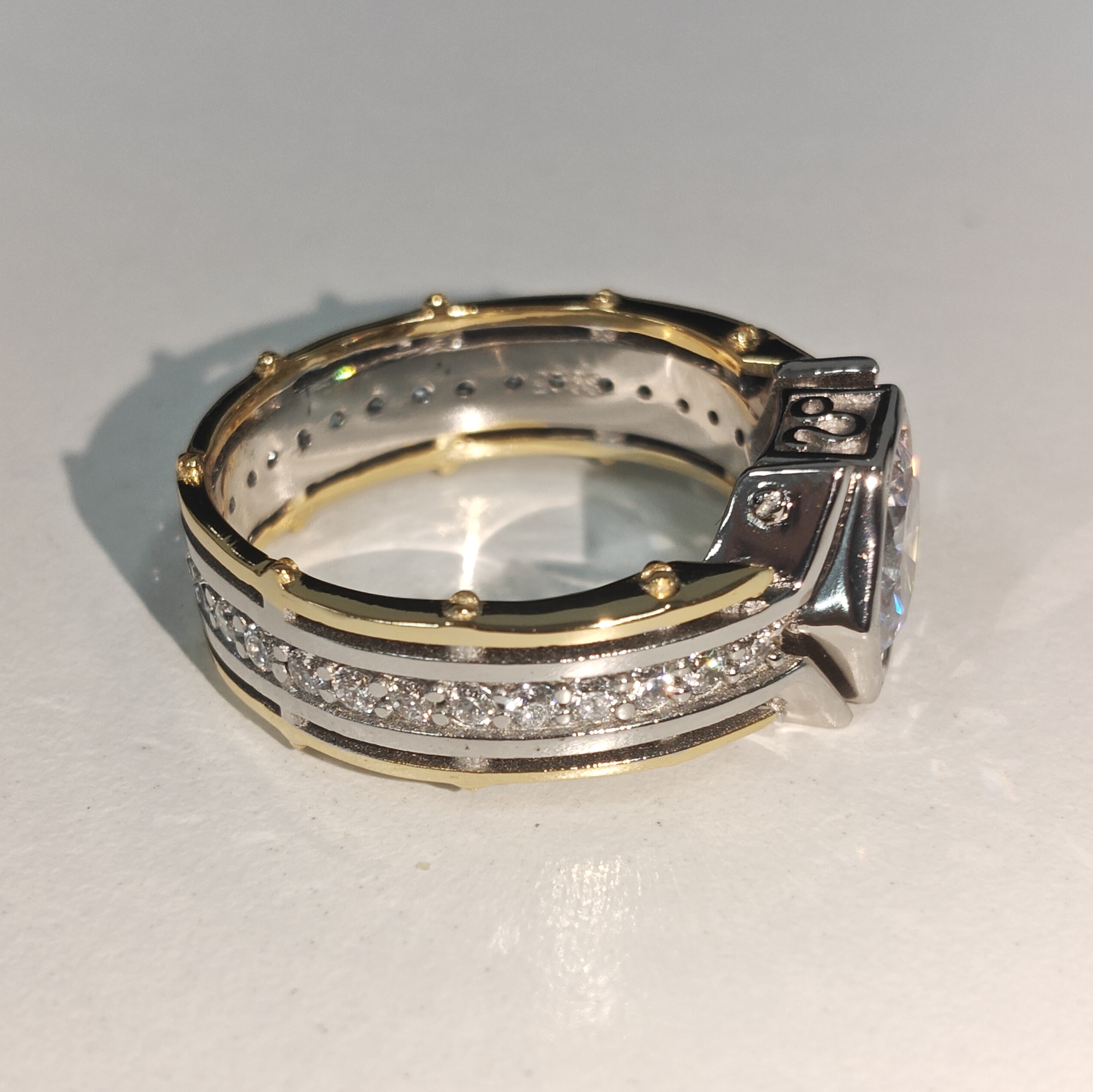 3ct Round Cut White Sapphire Vintage Handmade Sterling Silver Men's Ring