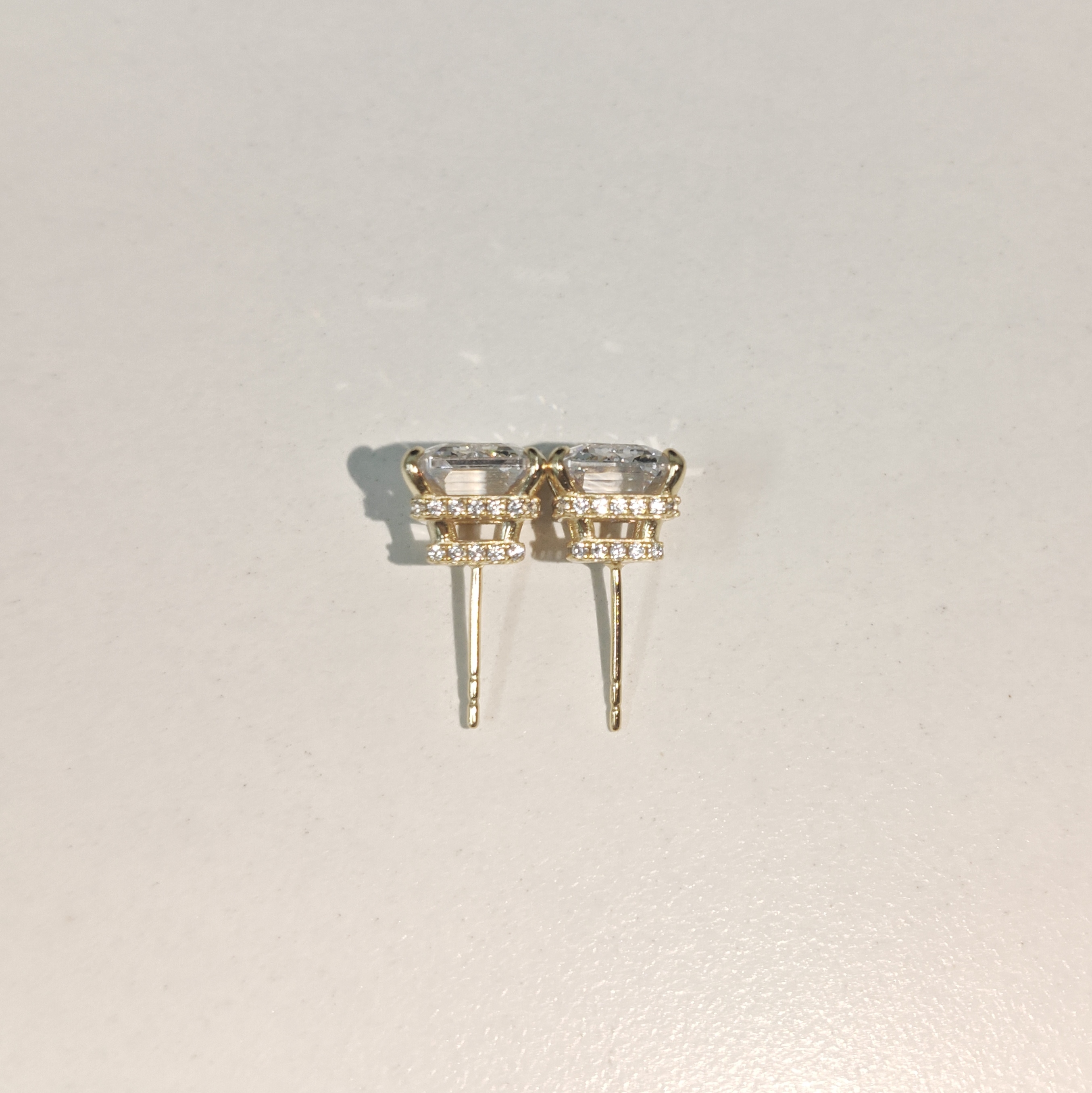 6ct Emerald Cut White Sapphire Halo Handmade Men's Stud