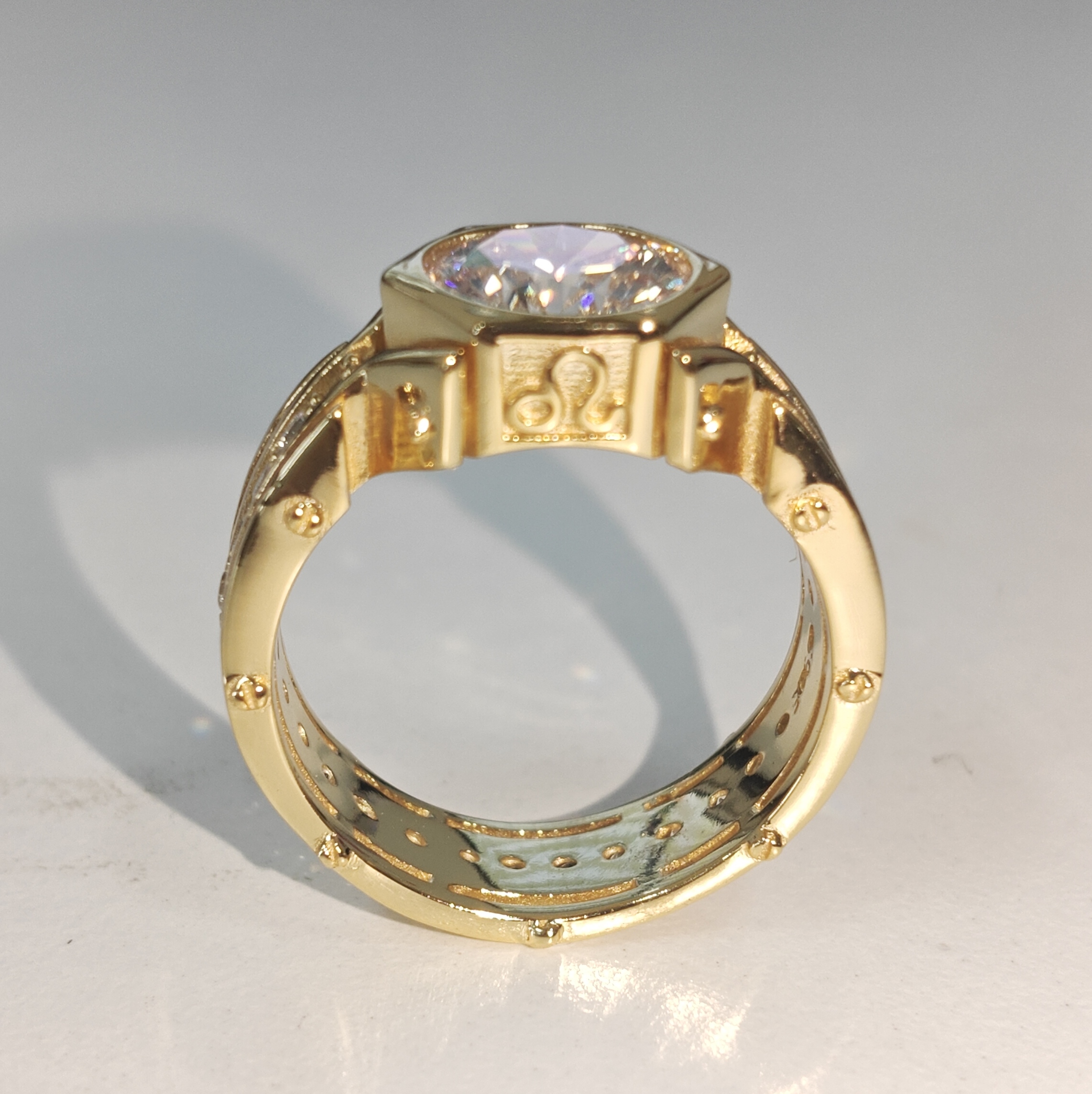 3ct Round Cut White Sapphire Vintage Handmade Sterling Silver Men's Ring