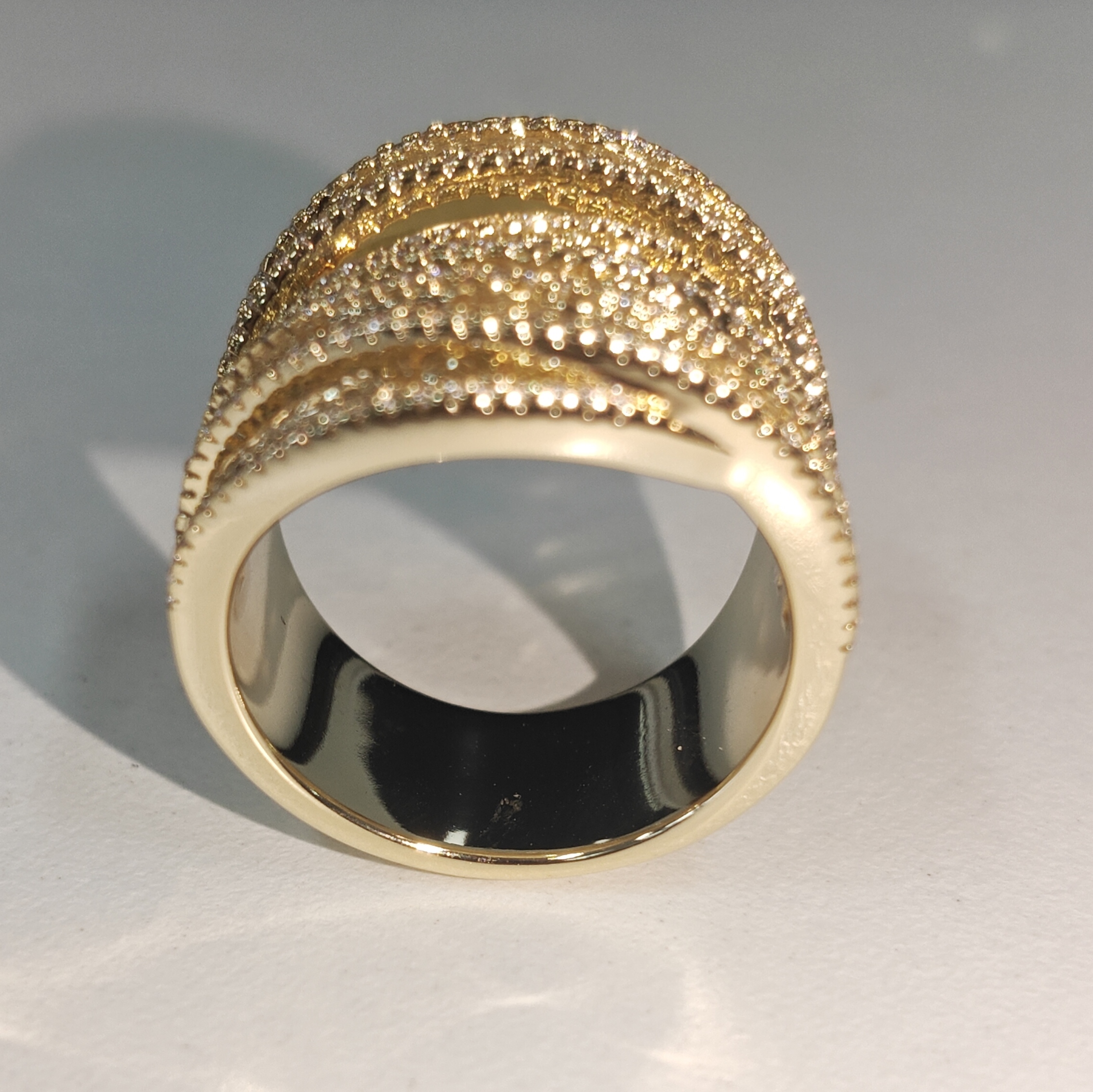 13.14ctw Baguettes & Round Cut Crossover Two Tone White Stone Ring
