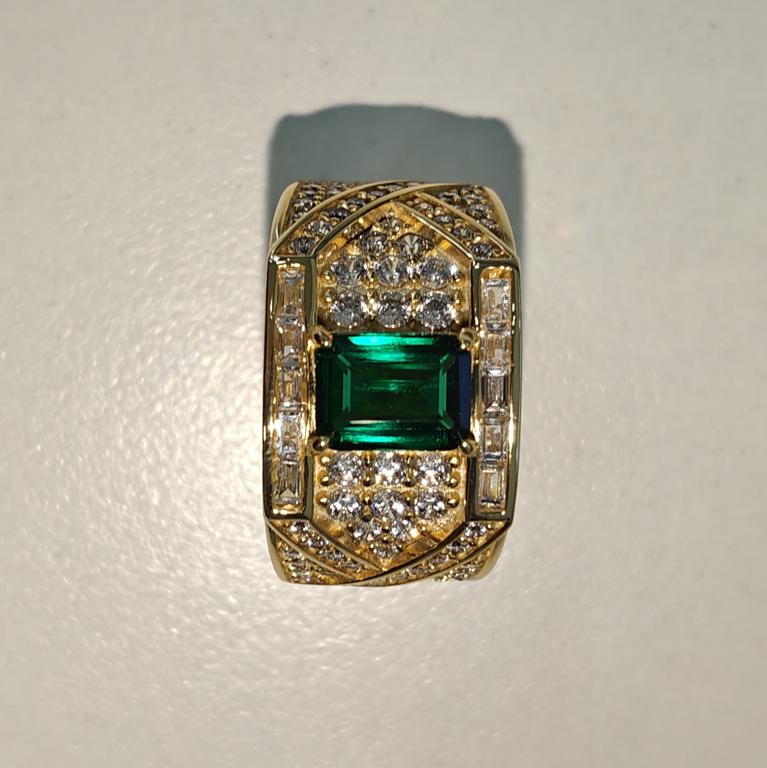 5ct Emerald Green Stone Sterling Ring for Men