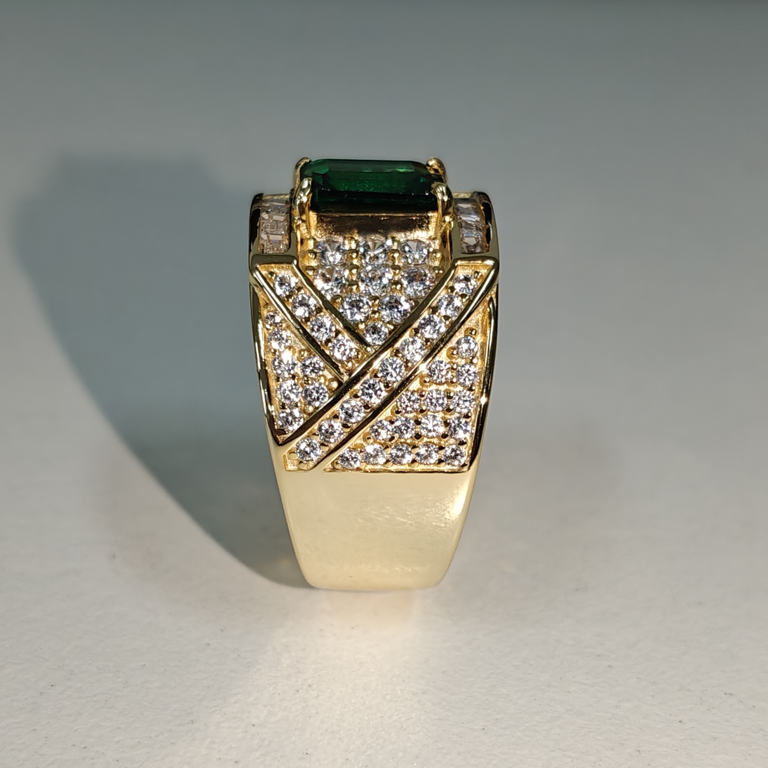 5ct Emerald Green Stone Sterling Ring for Men