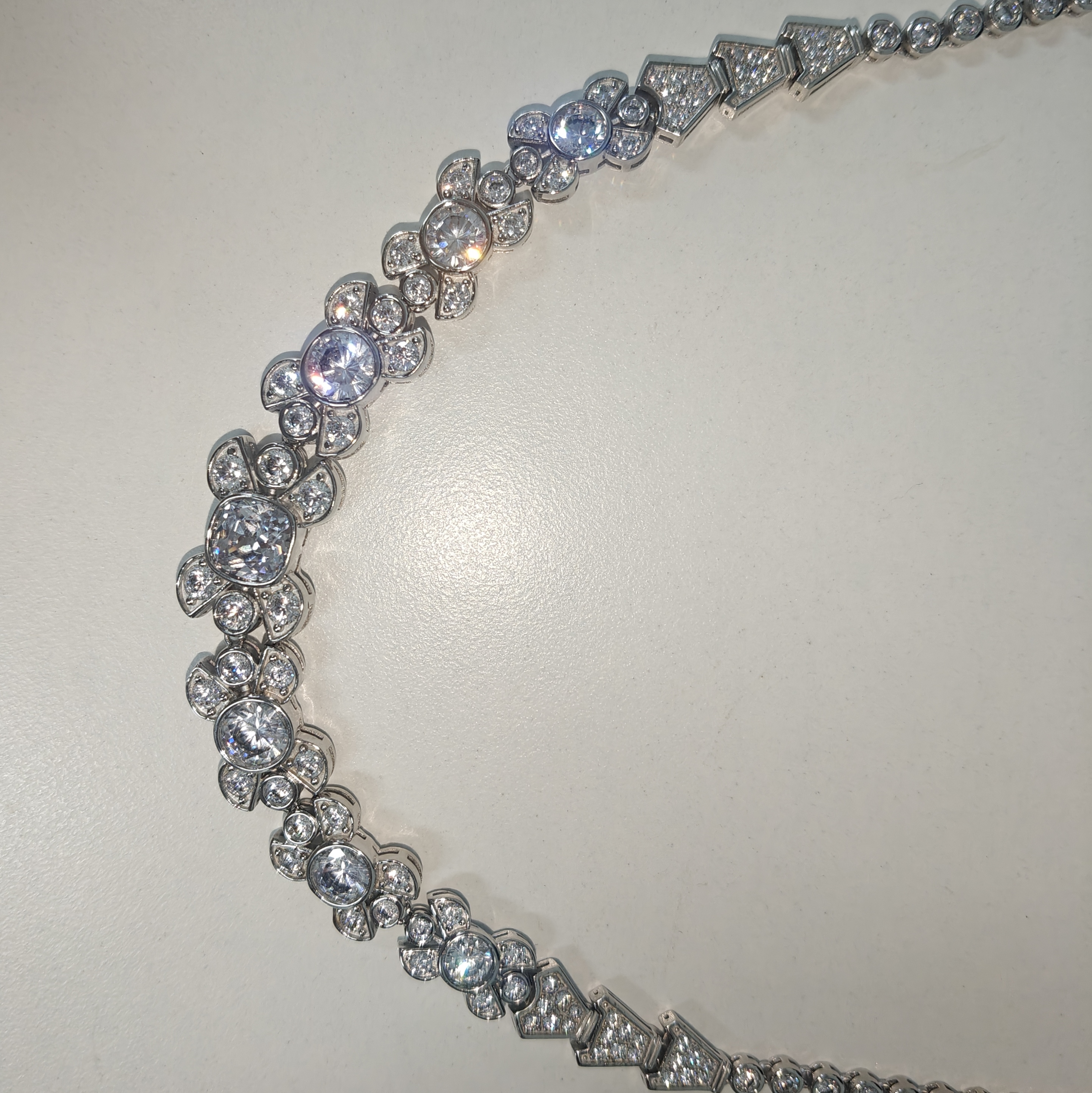 30ct Multi-cut Floral Design Sterling Silver Necklace